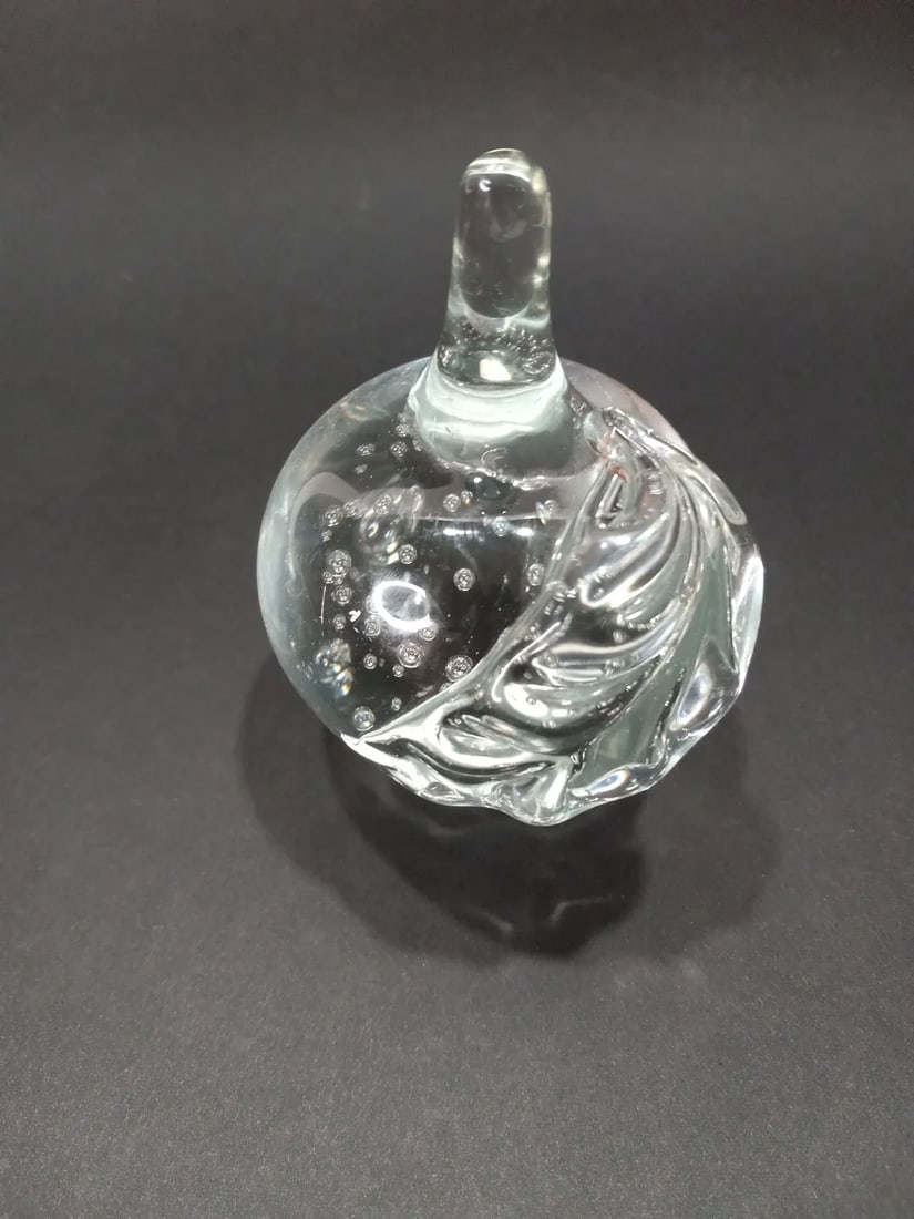 1960s Vintage Hand Blown Lead Crystal Taiwan Apples Bubbles Paper Weights- Set of 2 - 7