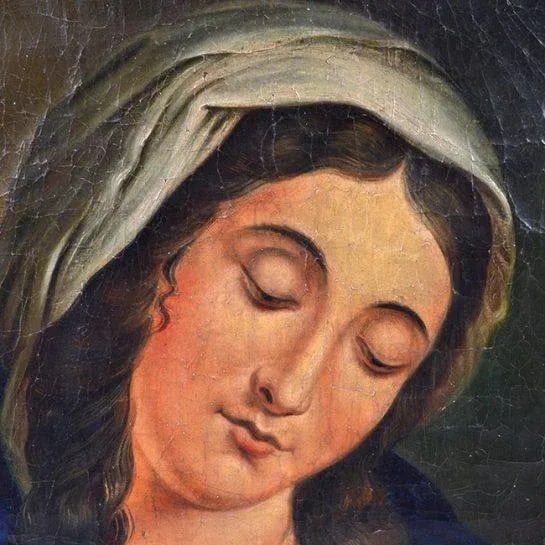 18th / 19th Century Antique "Madonna" Oil on Canvas Painting - 2