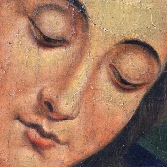 18th / 19th Century Antique "Madonna" Oil on Canvas Painting - 6