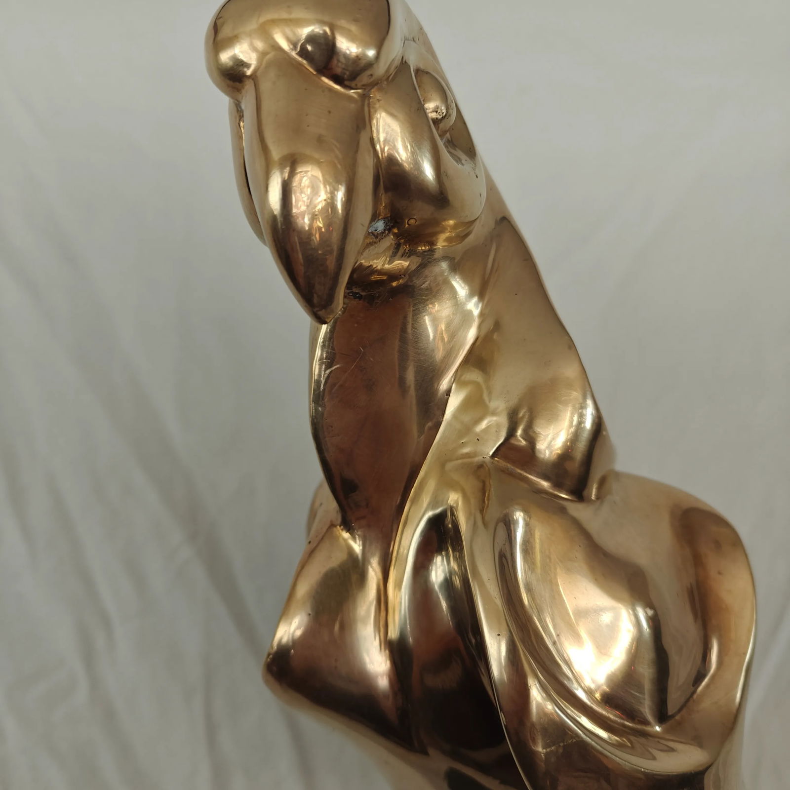 Vintage Brass Sculpture Macaw Parrot on Perch, Wood Base - 10