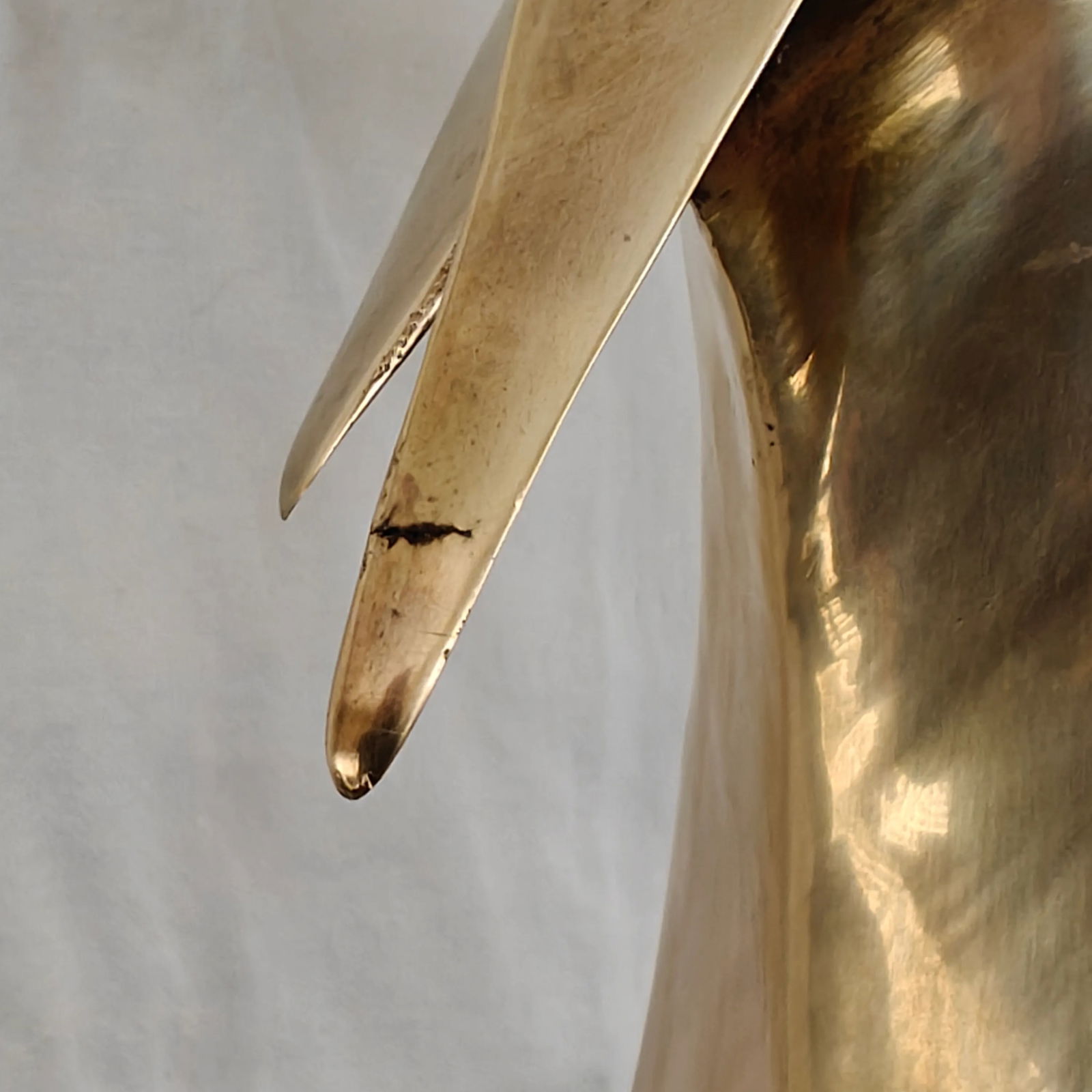 Vintage Brass Sculpture Macaw Parrot on Perch, Wood Base - 12