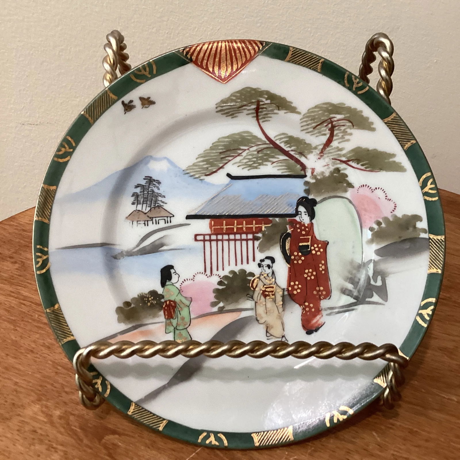 Vintage Japanese Handmade Hand Painted Porcelain Plates Set by Kutani Artist Signed- Set of 6 - 10