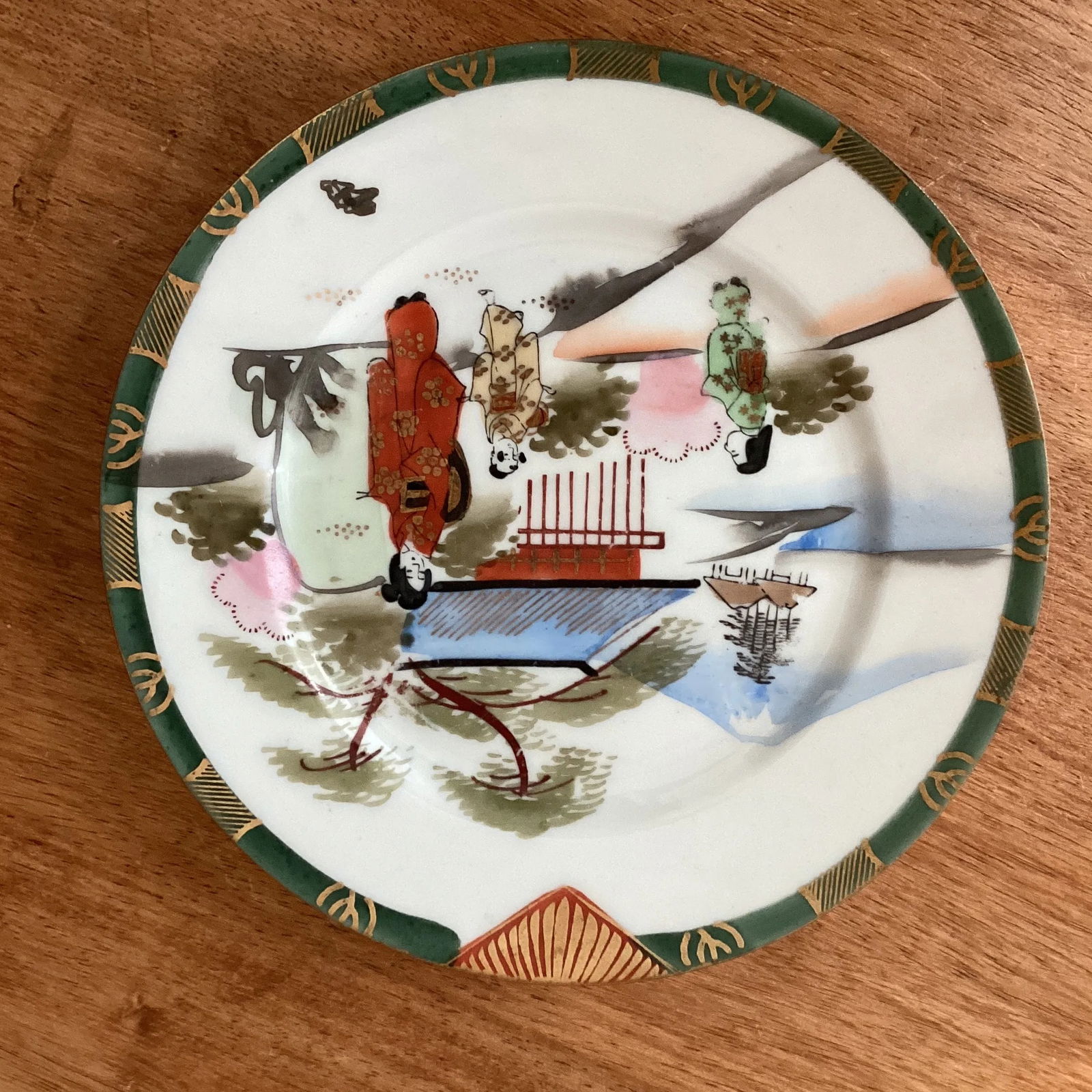 Vintage Japanese Handmade Hand Painted Porcelain Plates Set by Kutani Artist Signed- Set of 6 - 3