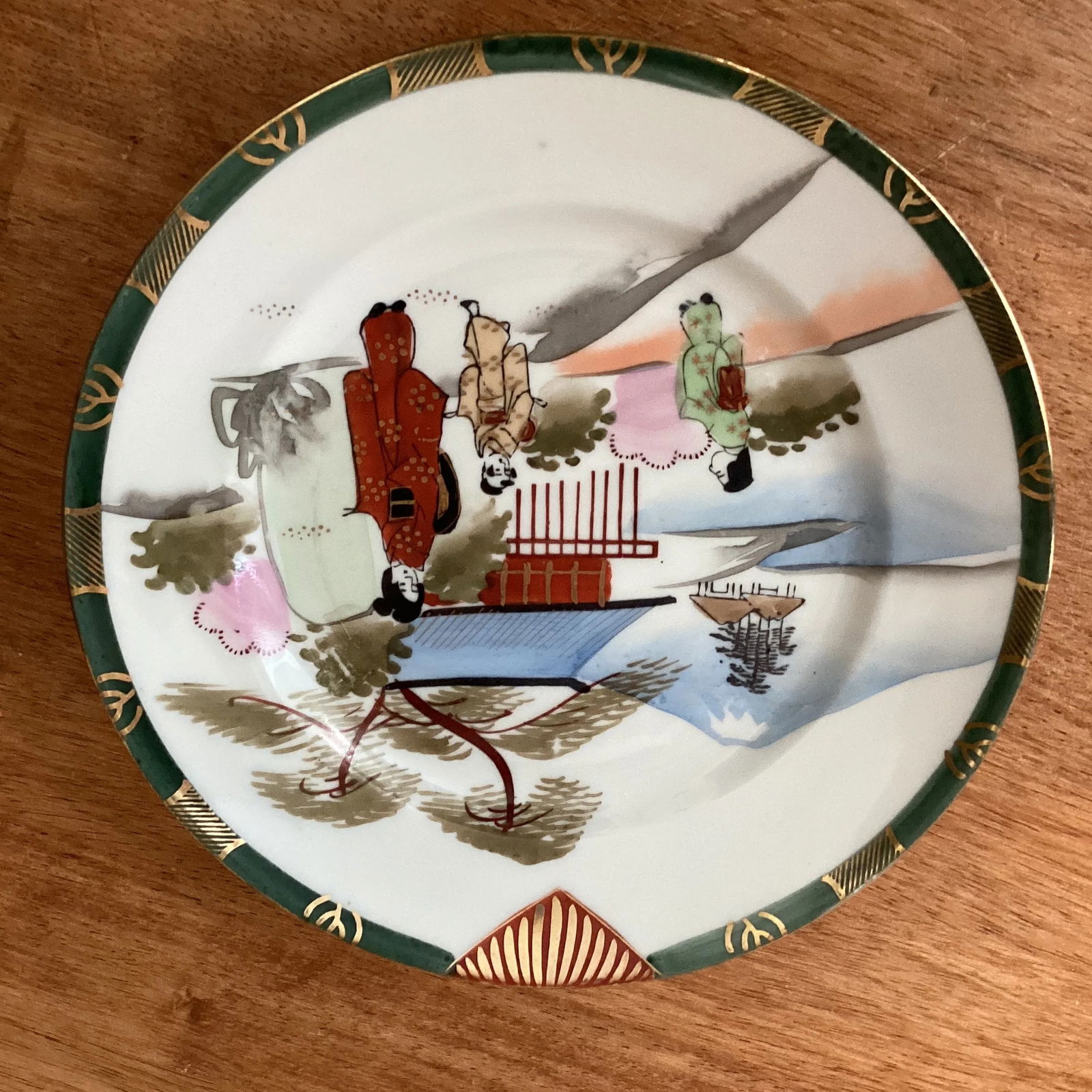 Vintage Japanese Handmade Hand Painted Porcelain Plates Set by Kutani Artist Signed- Set of 6 - 4