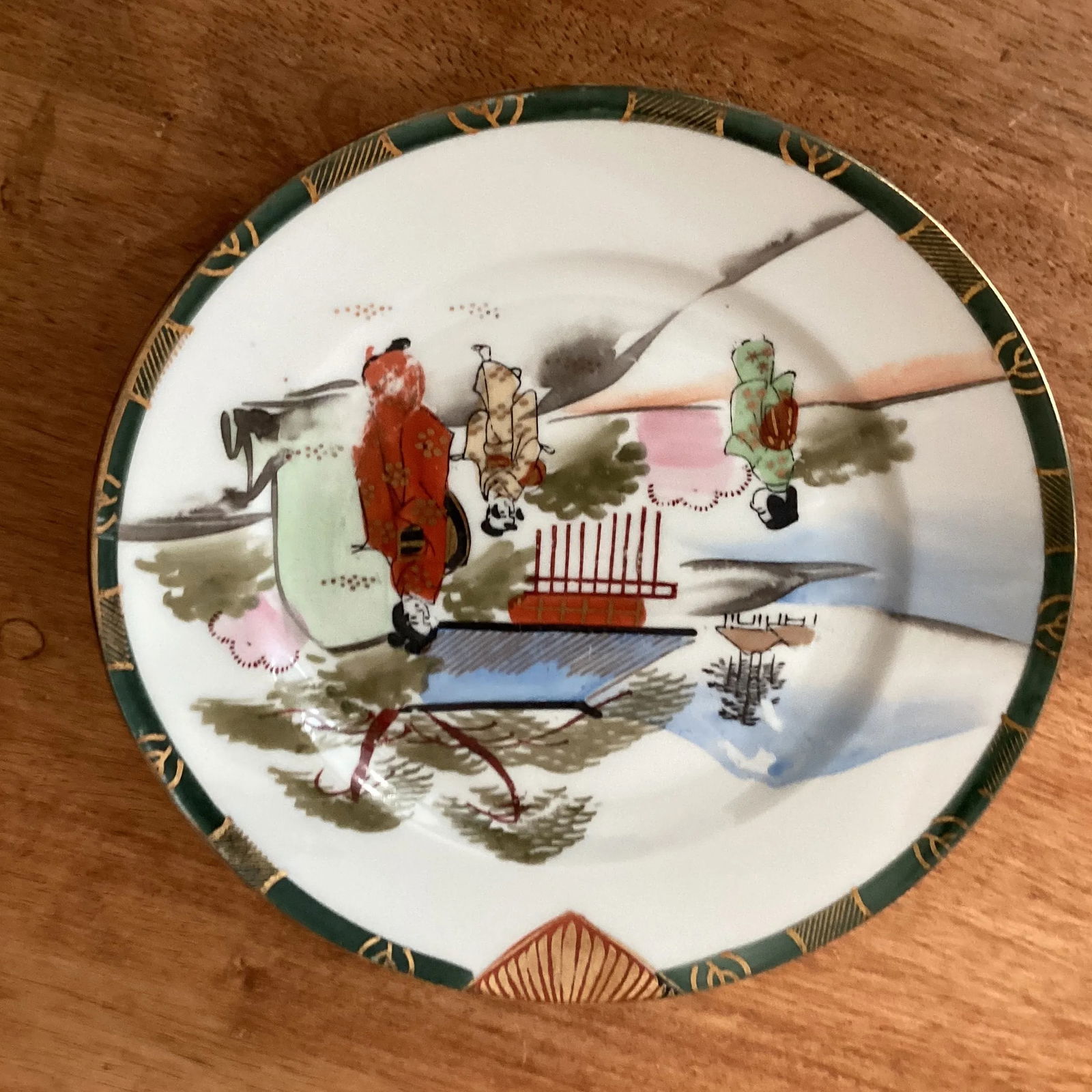 Vintage Japanese Handmade Hand Painted Porcelain Plates Set by Kutani Artist Signed- Set of 6 - 5