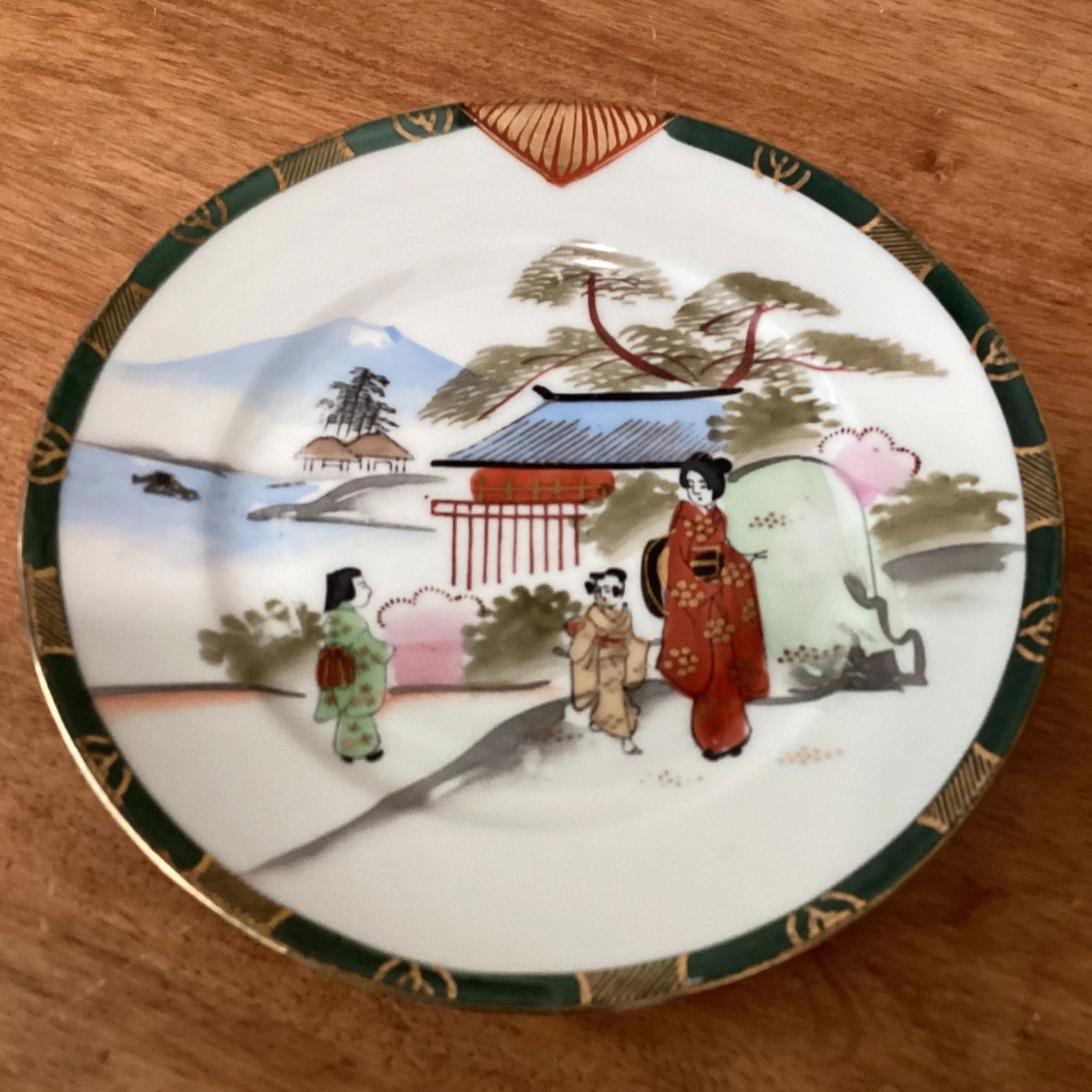 Vintage Japanese Handmade Hand Painted Porcelain Plates Set by Kutani Artist Signed- Set of 6 - 7