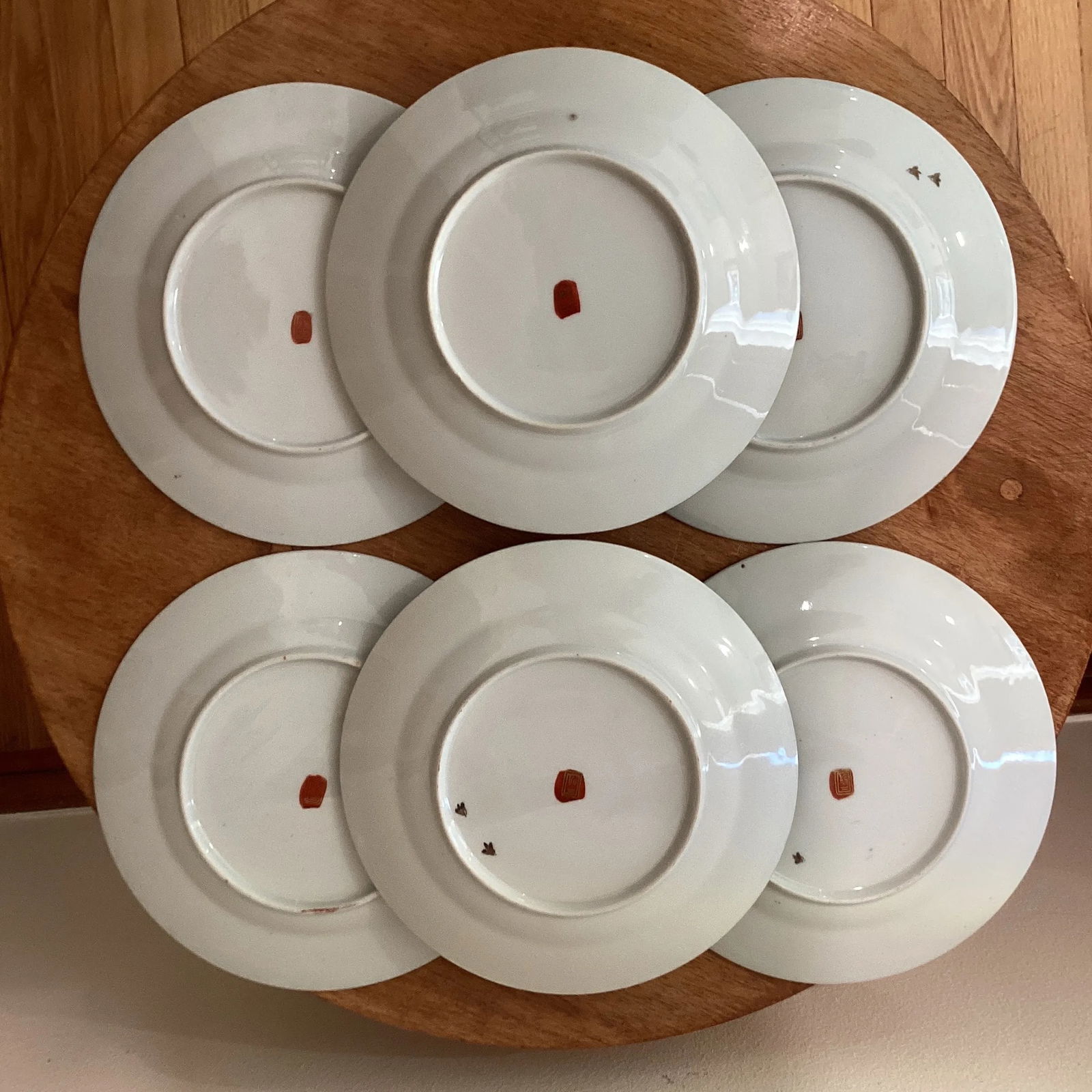Vintage Japanese Handmade Hand Painted Porcelain Plates Set by Kutani Artist Signed- Set of 6 - 8