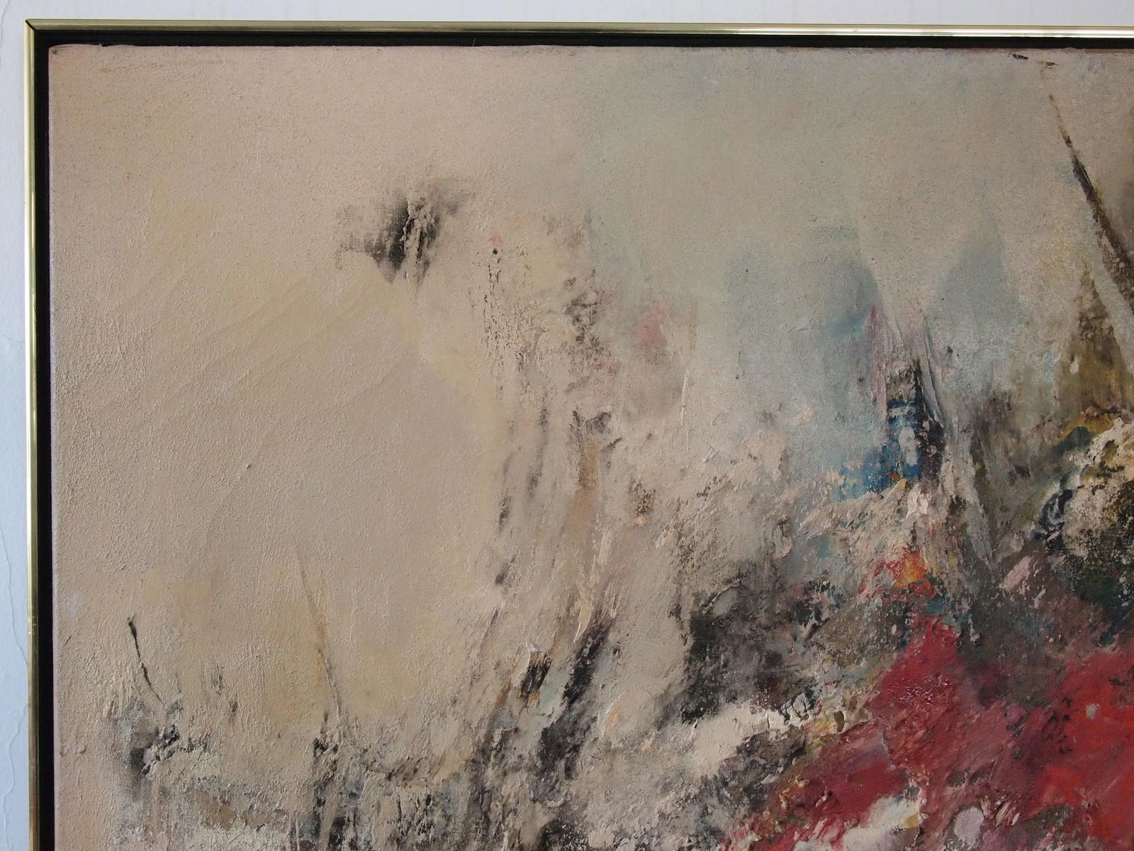 Mid 20th Century Original Vintage Abstract Expressionist Impasto Textured Painting, Oil on Canvas, F - 3