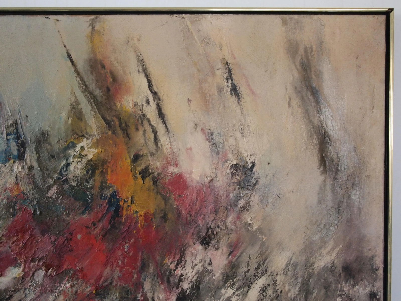 Mid 20th Century Original Vintage Abstract Expressionist Impasto Textured Painting, Oil on Canvas, F - 4