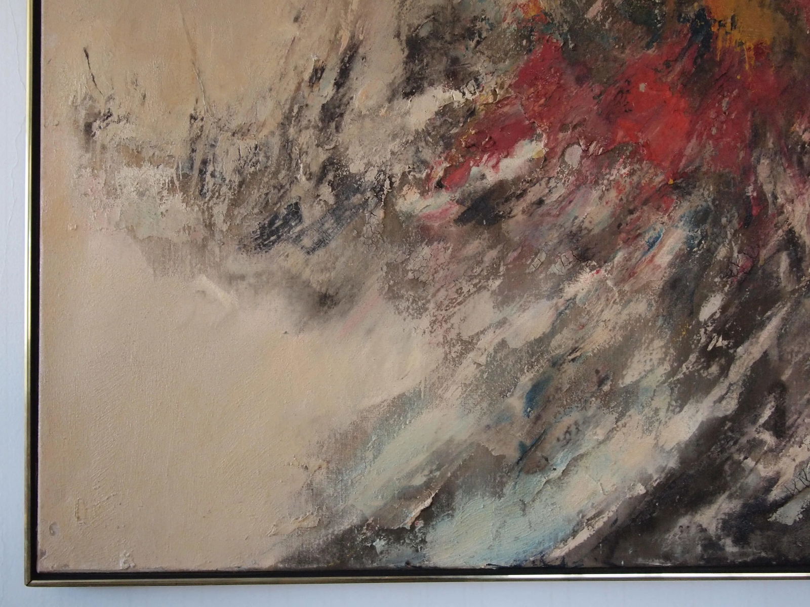 Mid 20th Century Original Vintage Abstract Expressionist Impasto Textured Painting, Oil on Canvas, F - 5
