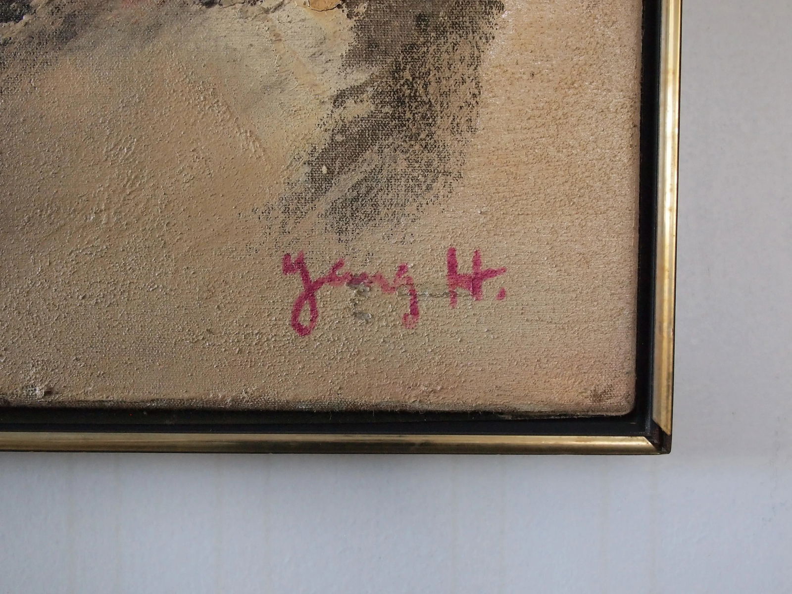 Mid 20th Century Original Vintage Abstract Expressionist Impasto Textured Painting, Oil on Canvas, F - 8