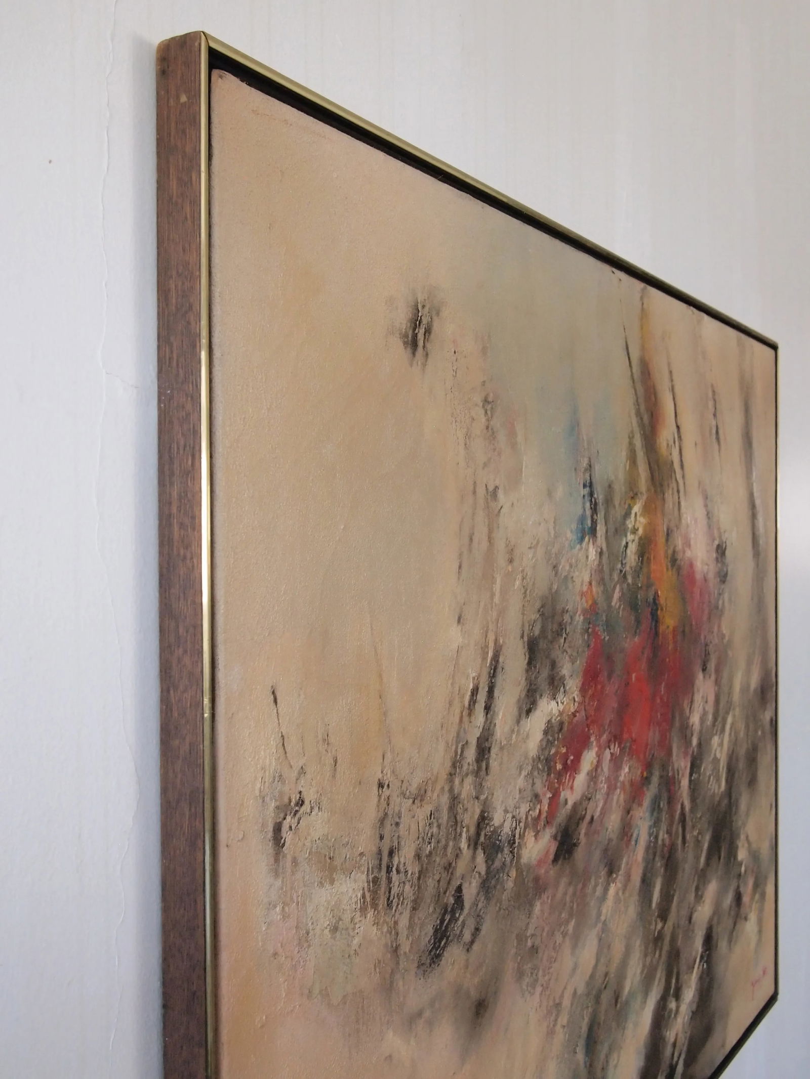 Mid 20th Century Original Vintage Abstract Expressionist Impasto Textured Painting, Oil on Canvas, F - 9