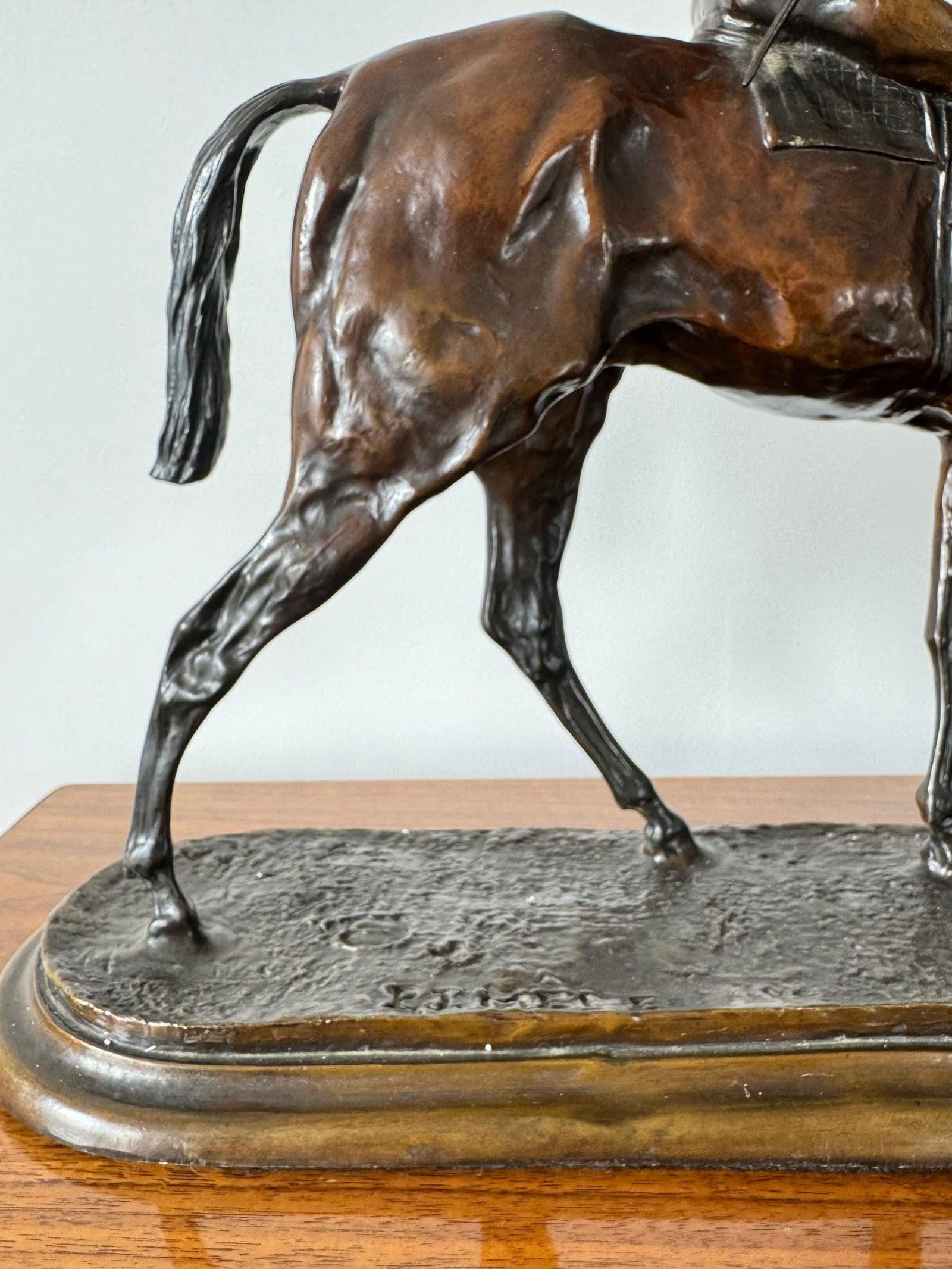 Horse and Jockey Patinated Bronze Sculpture After Pierre Jules Mene - 6