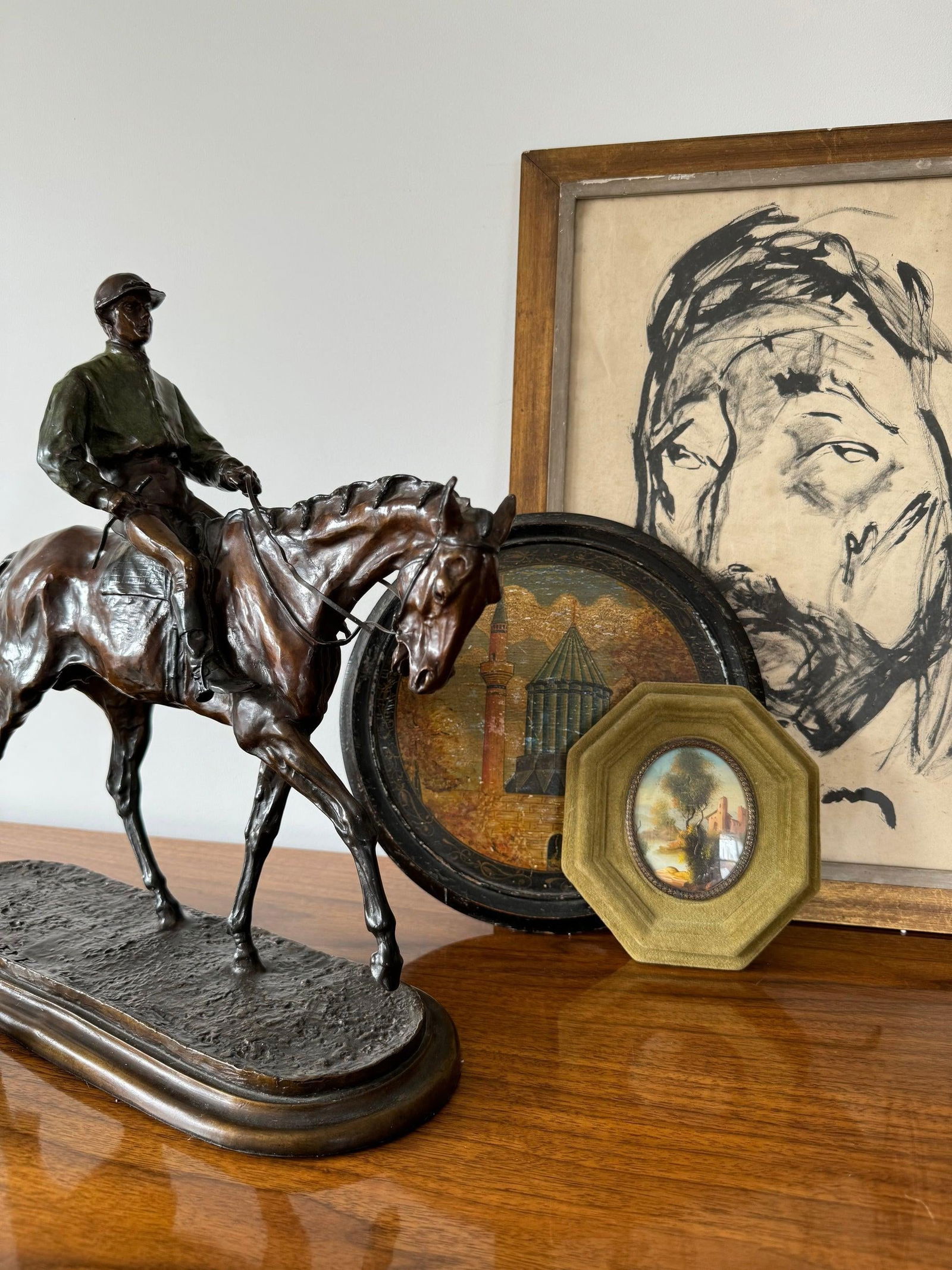 Horse and Jockey Patinated Bronze Sculpture After Pierre Jules Mene - 8