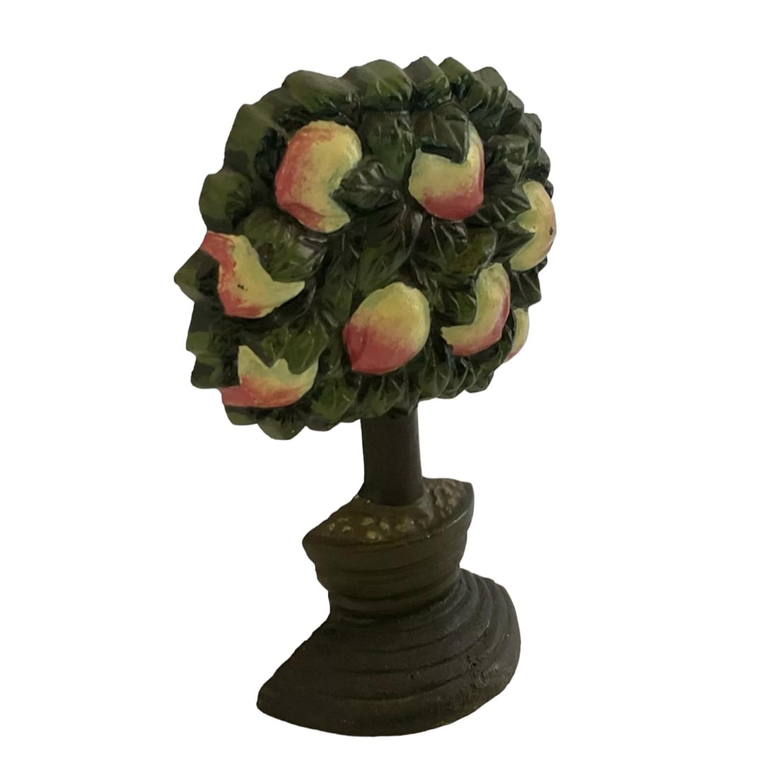 Vintage Fruit Apple Tree Painted French Cast Iron Doorstop - 2