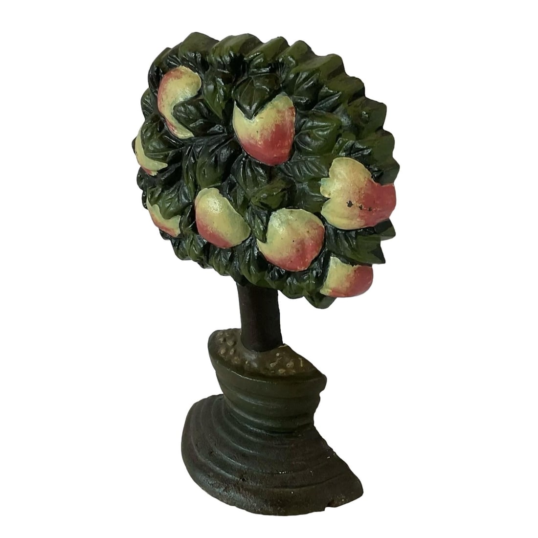 Vintage Fruit Apple Tree Painted French Cast Iron Doorstop - 3