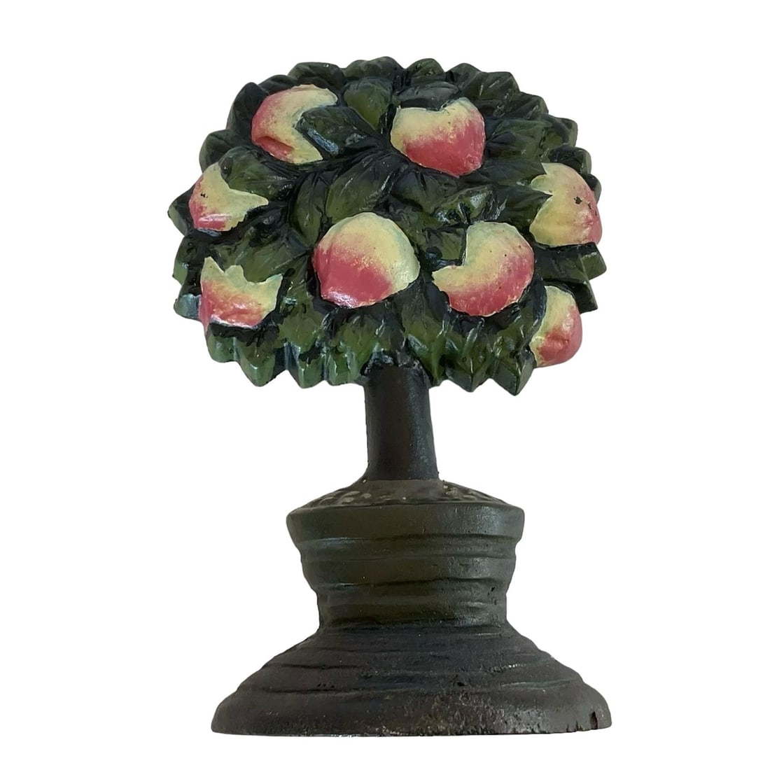 Vintage Fruit Apple Tree Painted French Cast Iron Doorstop - 5