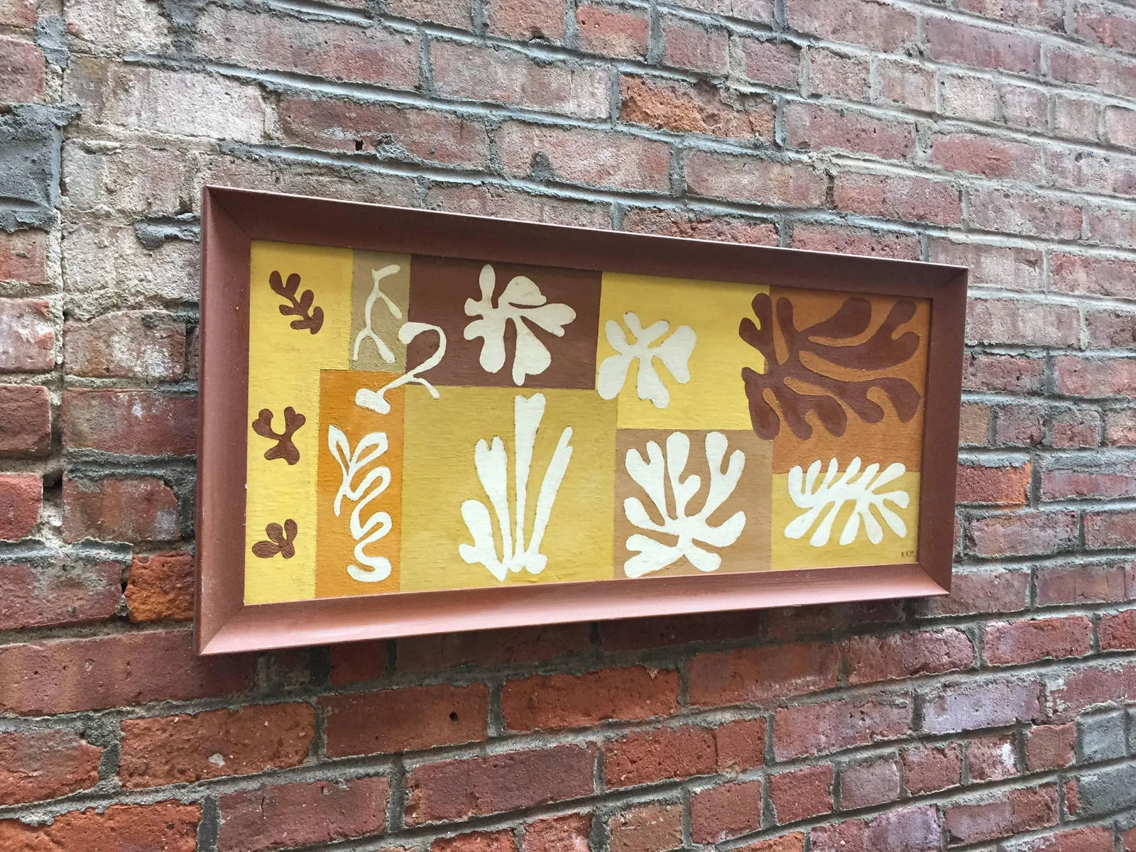 1950s Mid-Century Modern Leaf Acrylic Painting - 2