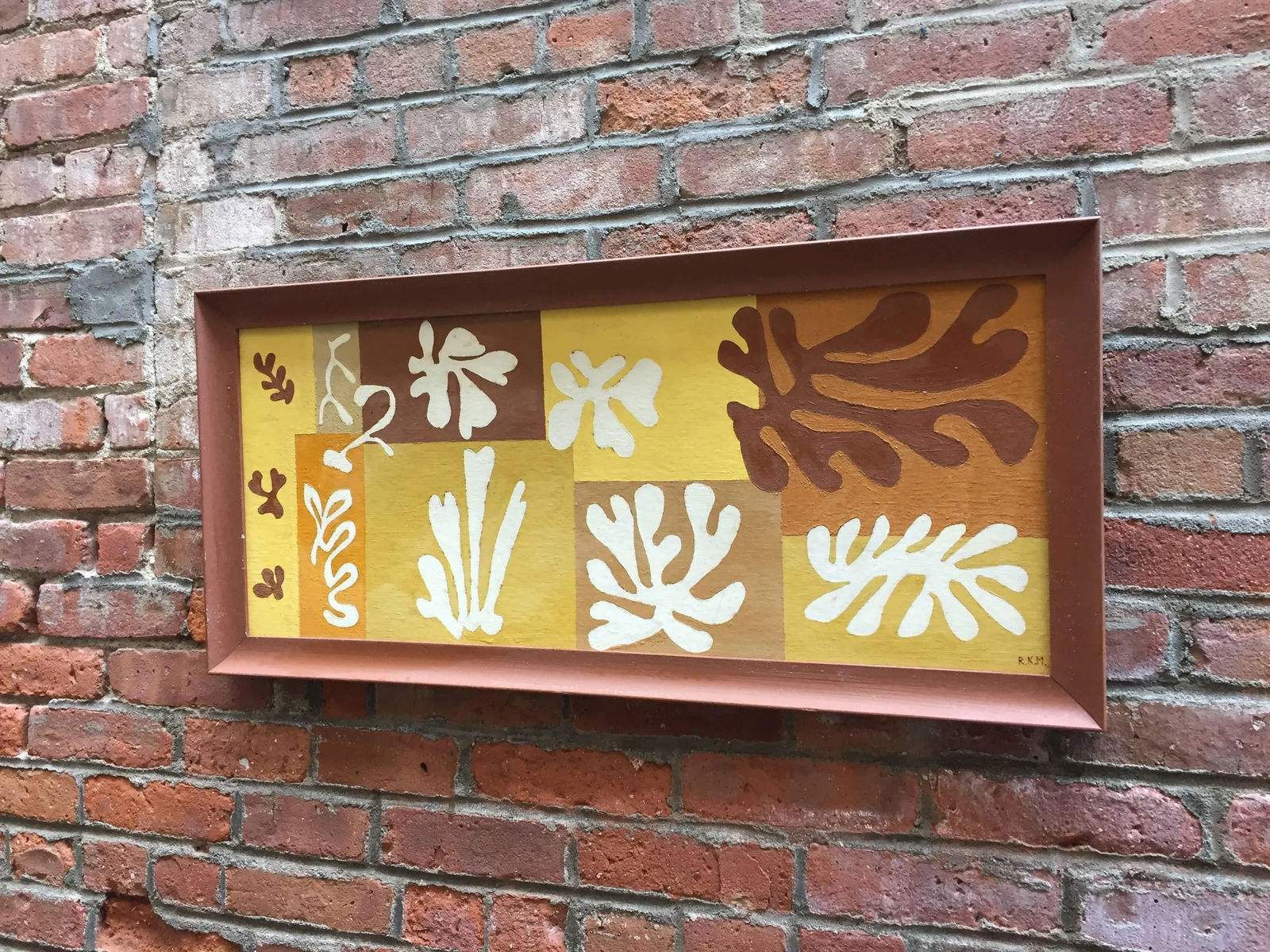 1950s Mid-Century Modern Leaf Acrylic Painting - 3