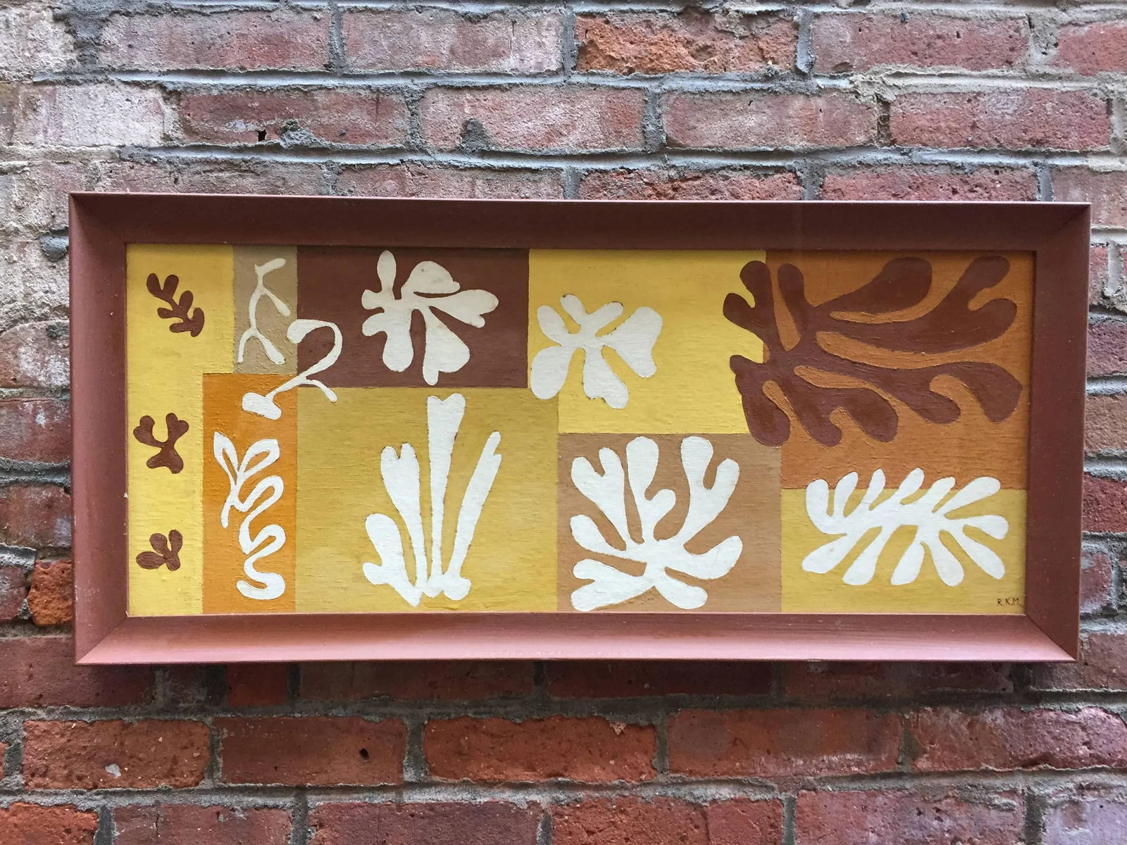 1950s Mid-Century Modern Leaf Acrylic Painting - 9