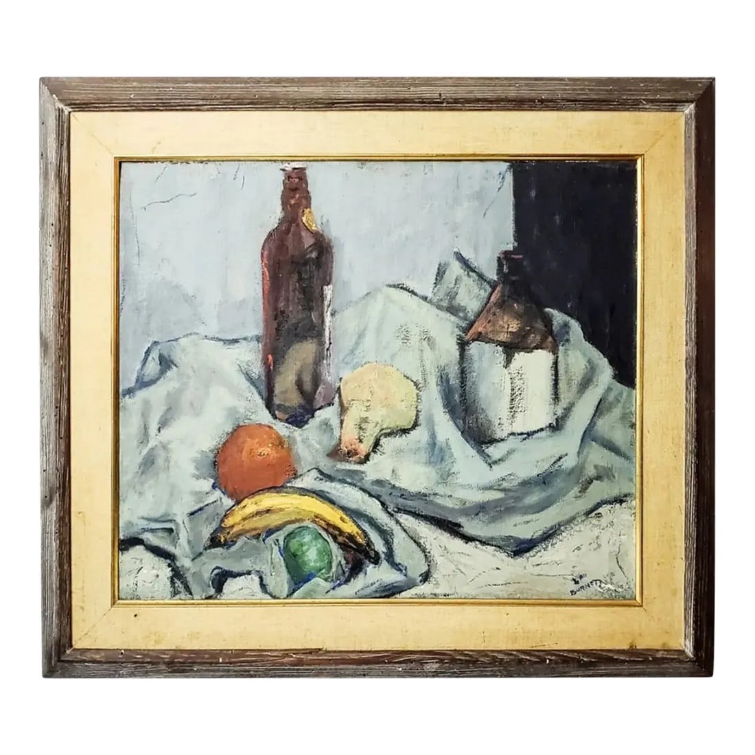 Martha Moore Burnett Still Life Painting, Oil on Canvas, Framed: Martha Elizabeth Moore, American (1913 - 1982). Oil on canvas "Still Life". Signed Lower Right. Art size: 20" x 24" Frame size: 27.25" x 37.25" Condition: Alterations: Original Condition Unaltered Imp