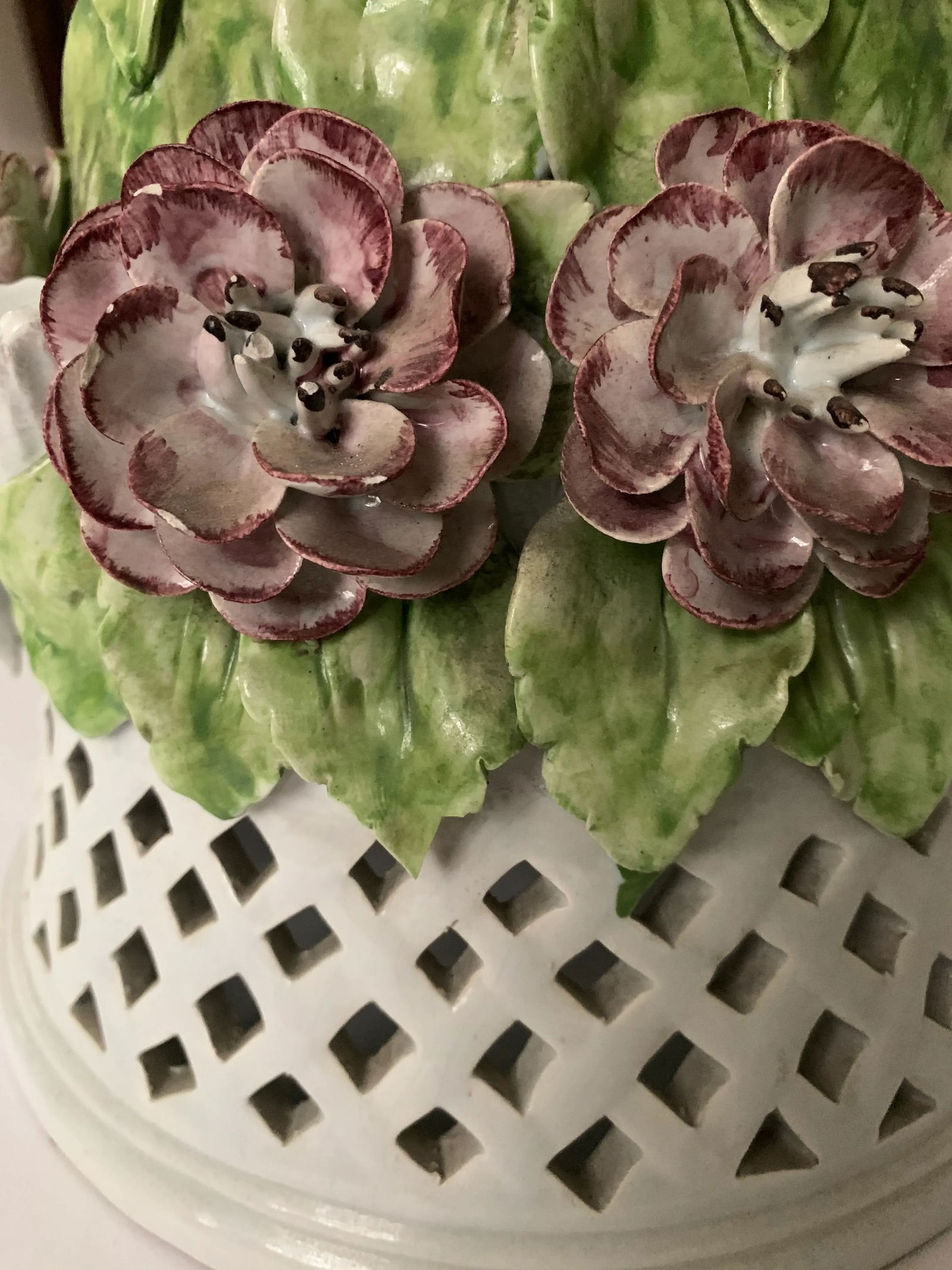 Floral Italian Porcelain Table Candelabra - a Pair - 11