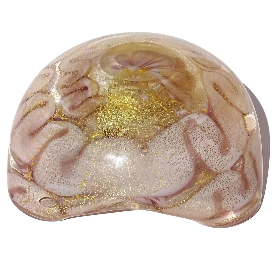 Murano Barovier Toso Vintage Lavender Purple Gold Flecks Swirling Cloud Design Italian Art Glass Bow - 11