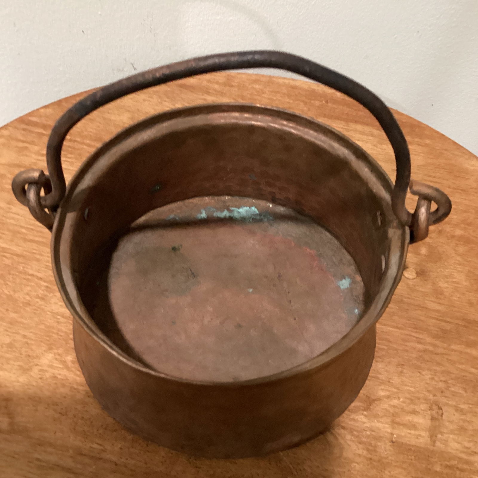 Early 19th Century Handcrafted Hand Hammered Copper Jug /Container With Handle and Cooking Pot - Set - 6