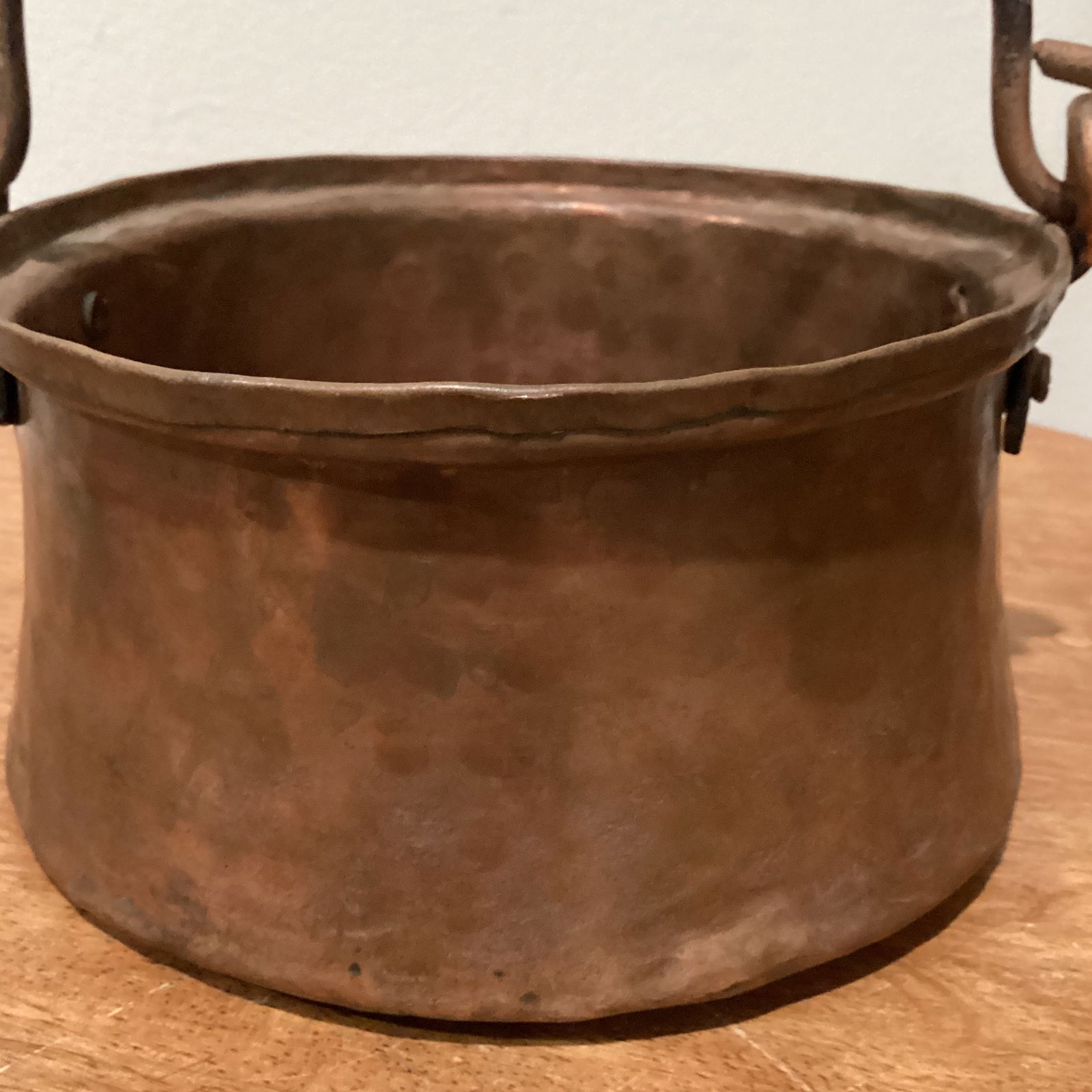 Early 19th Century Handcrafted Hand Hammered Copper Jug /Container With Handle and Cooking Pot - Set - 7