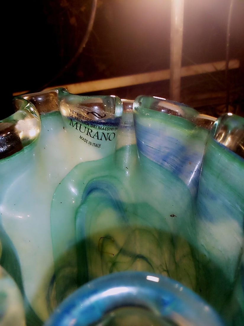 Vintage Italian Green Murano Glass Vase - 2