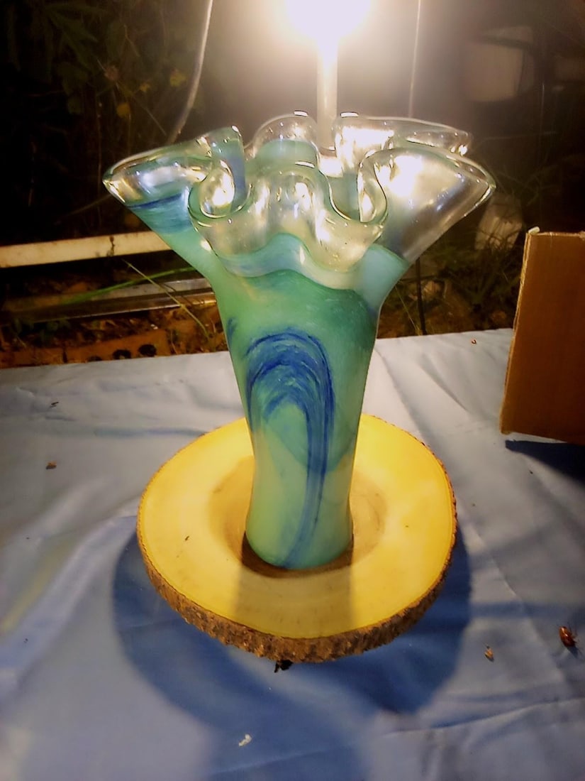 Vintage Italian Green Murano Glass Vase - 3