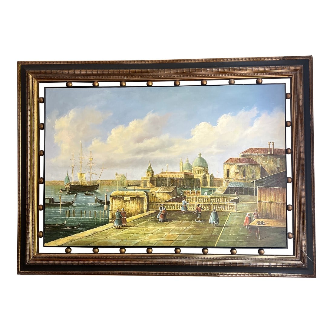 20th Century Italian School Oil on Canvas on Wood Board Painting City Scene Signed Framed (1 of 9)