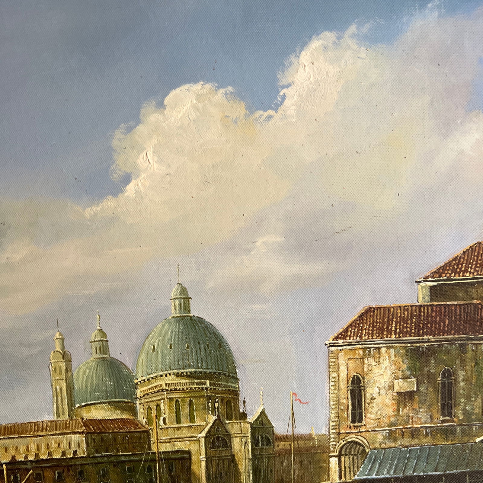 20th Century Italian School Oil on Canvas on Wood Board Painting City Scene Signed Framed - 4