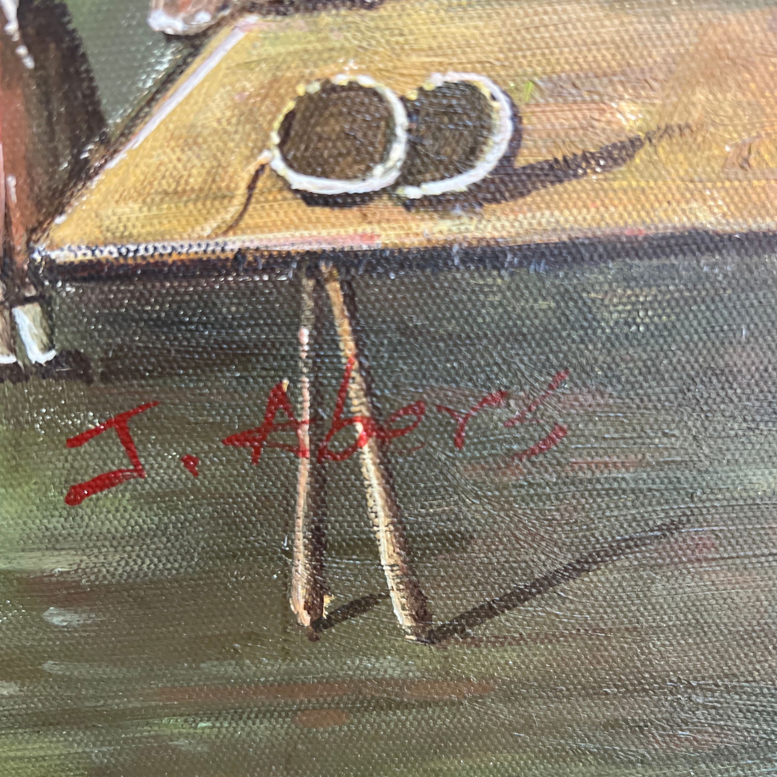 20th Century Italian School Oil on Canvas on Wood Board Painting City Scene Signed Framed - 5