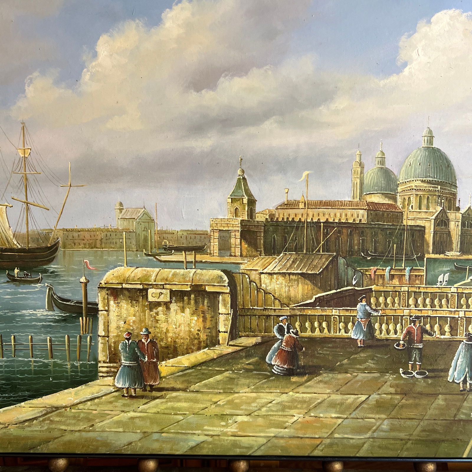 20th Century Italian School Oil on Canvas on Wood Board Painting City Scene Signed Framed - 7