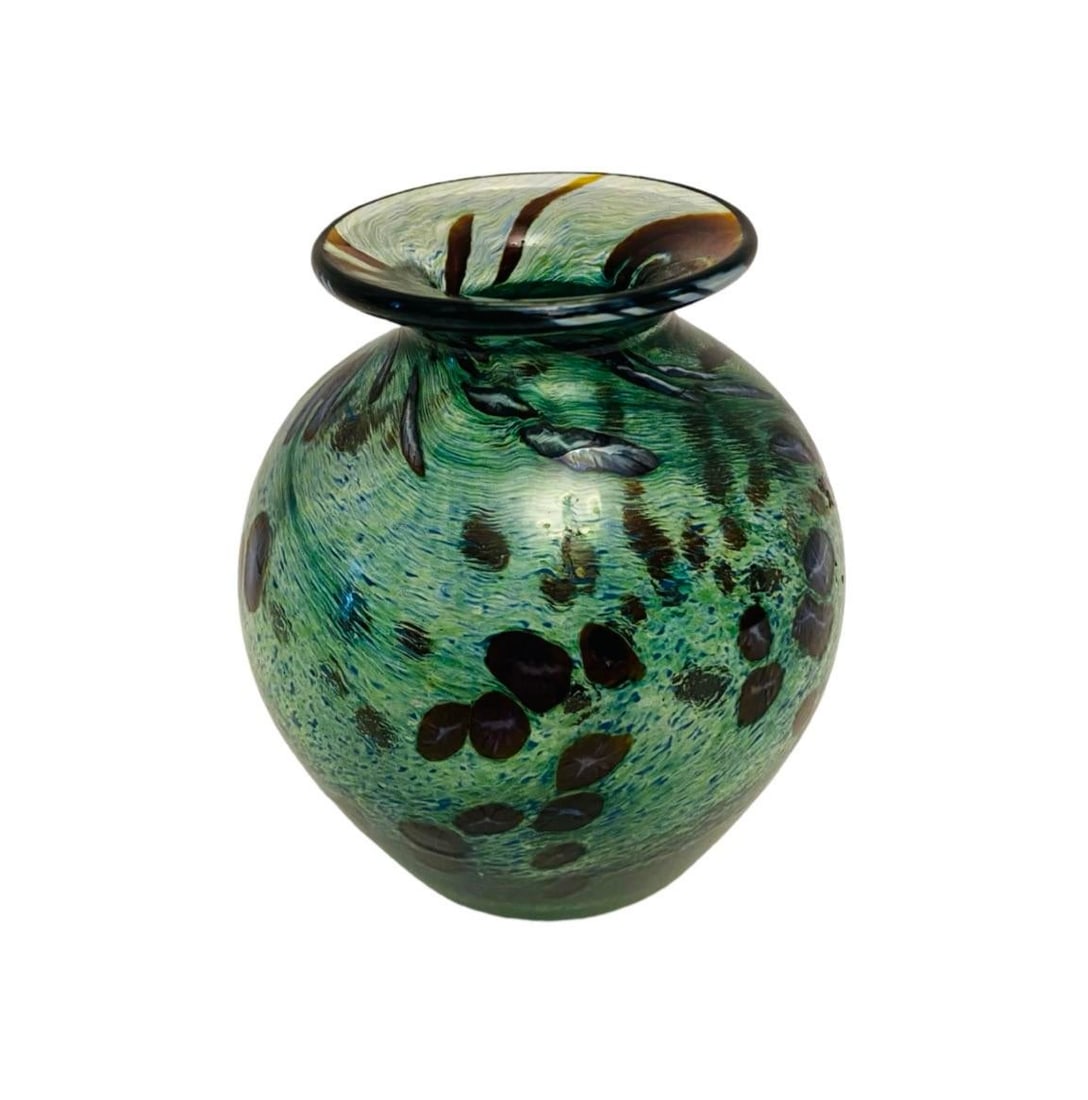 1995 Julia Donnelly Signed British Studio Art Glass Vase - 3