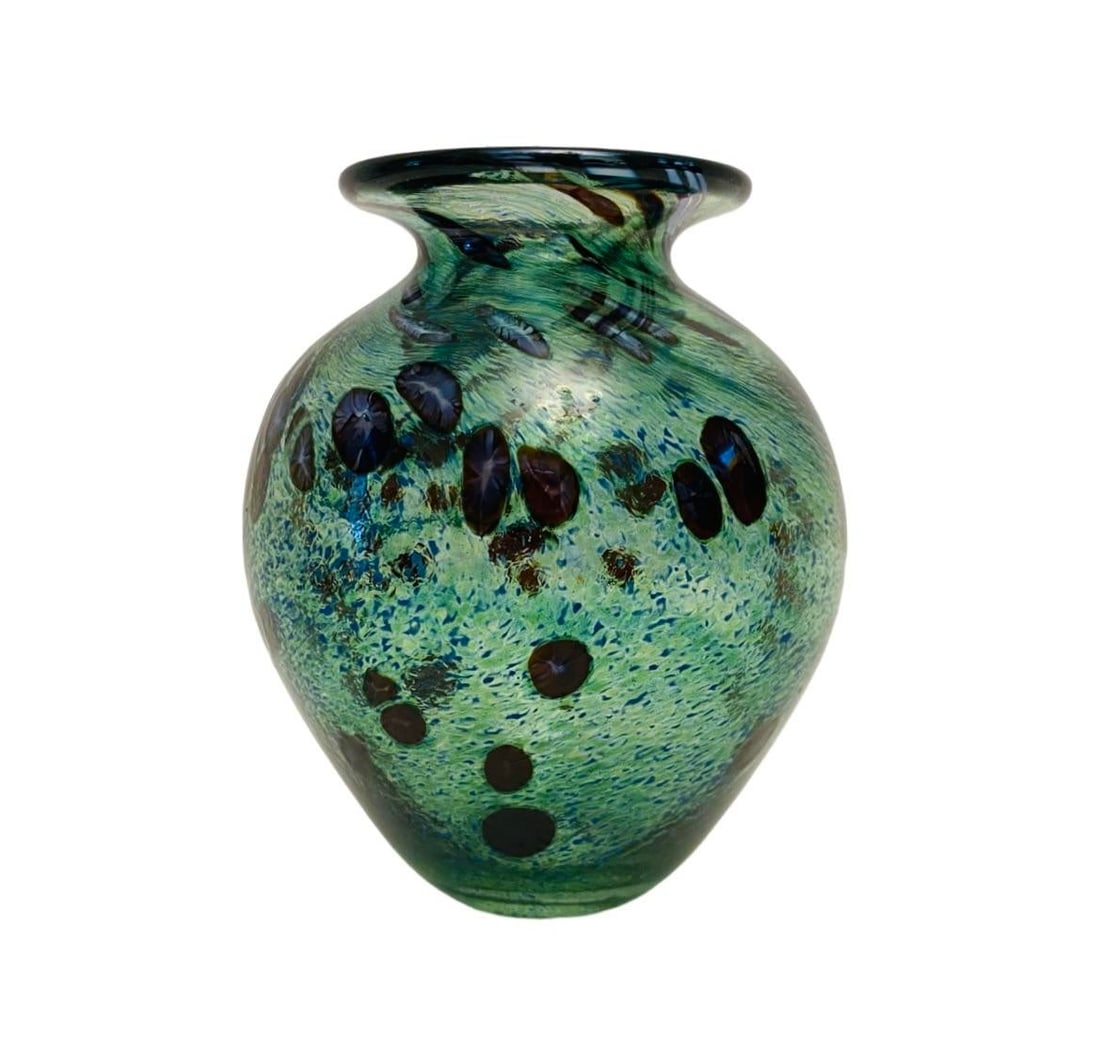 1995 Julia Donnelly Signed British Studio Art Glass Vase - 4