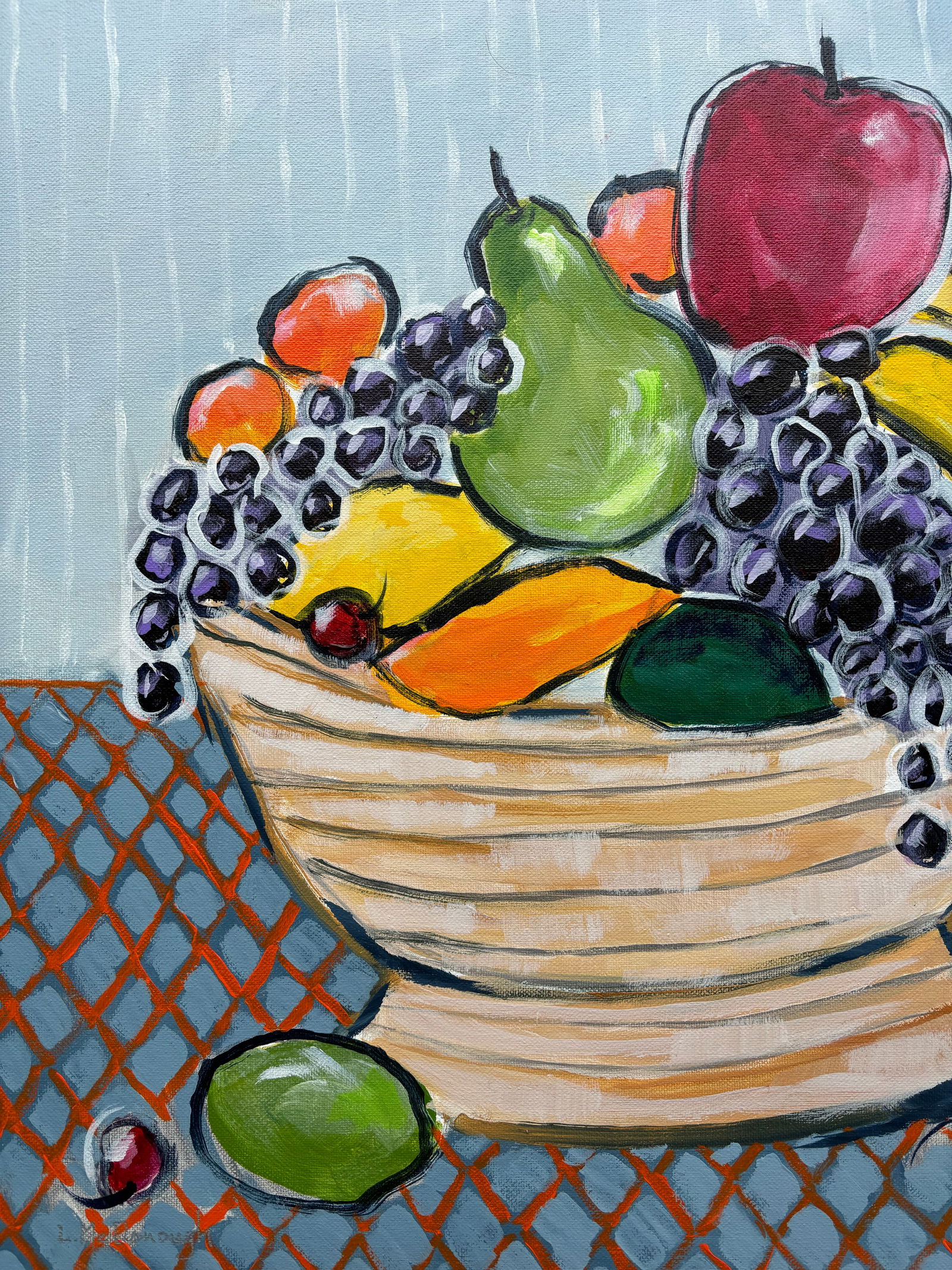 "Fruit Bowl"? Original Contemporary Acrylic Still Life Painting by Linda McDonough - 4