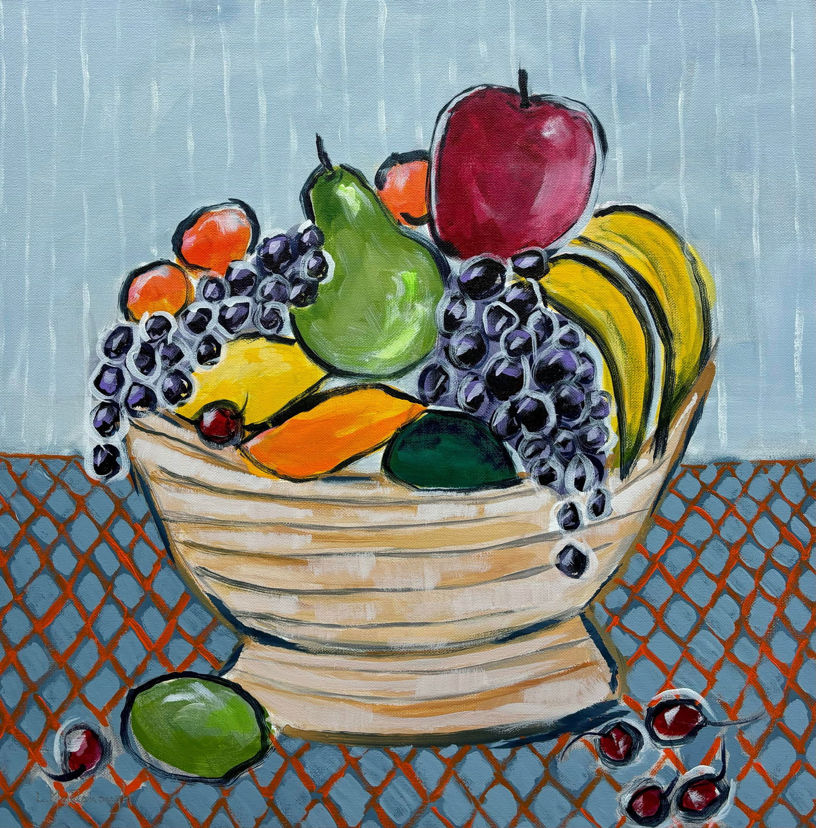 "Fruit Bowl"? Original Contemporary Acrylic Still Life Painting by Linda McDonough - 5