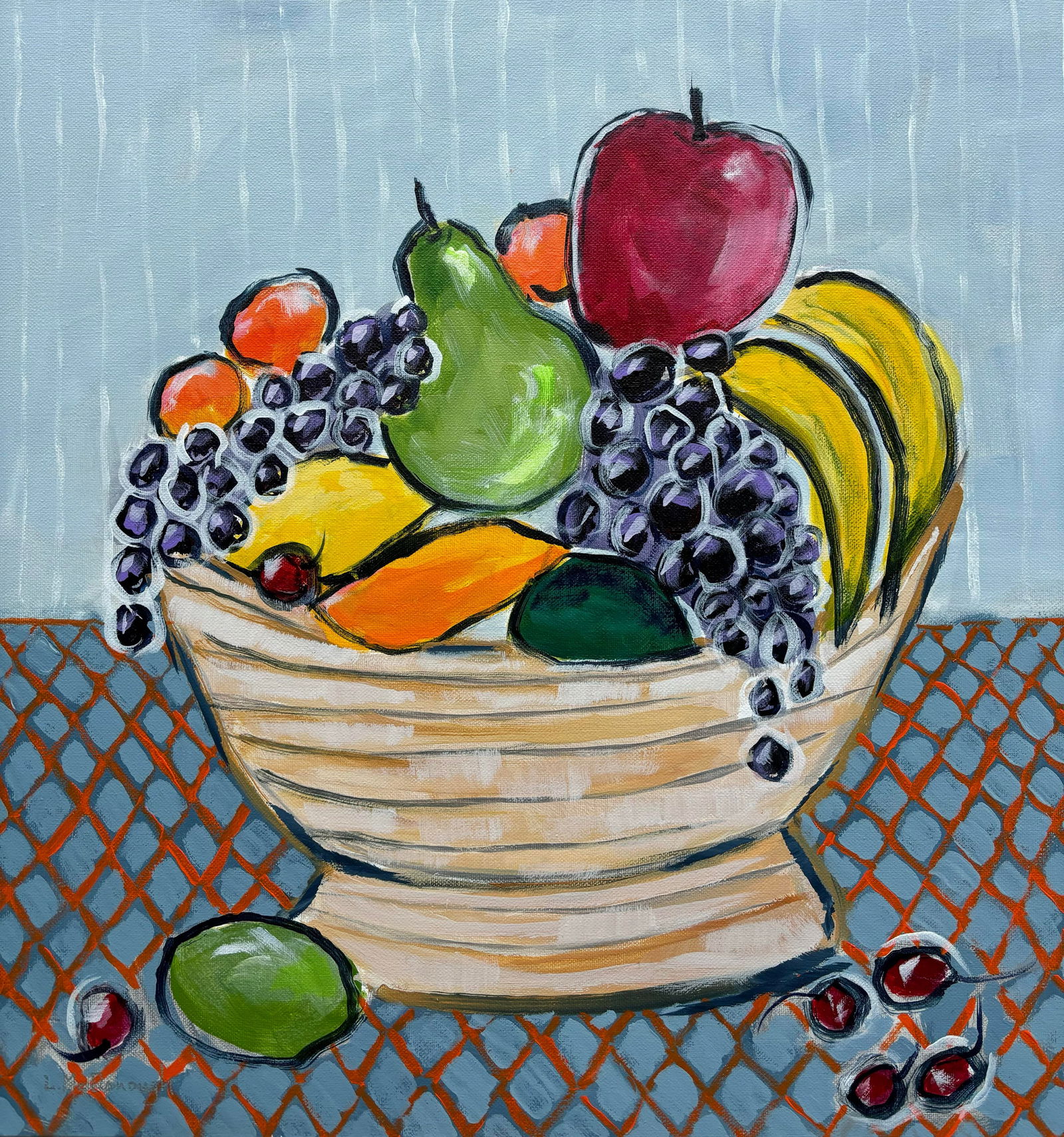 "Fruit Bowl"? Original Contemporary Acrylic Still Life Painting by Linda McDonough - 9