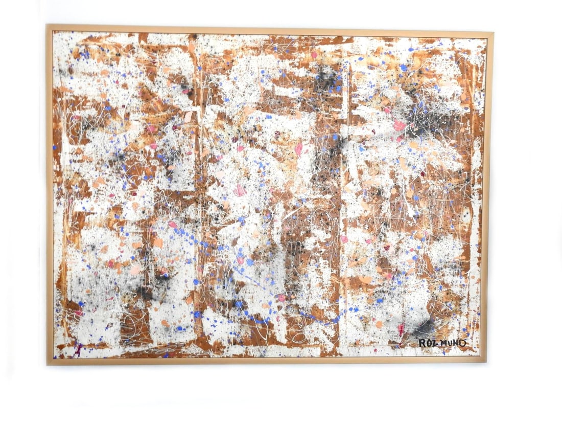 Late 20th Century Abstract Expressionist Drip Acrylic Painting by Roz Mund, Framed - 2