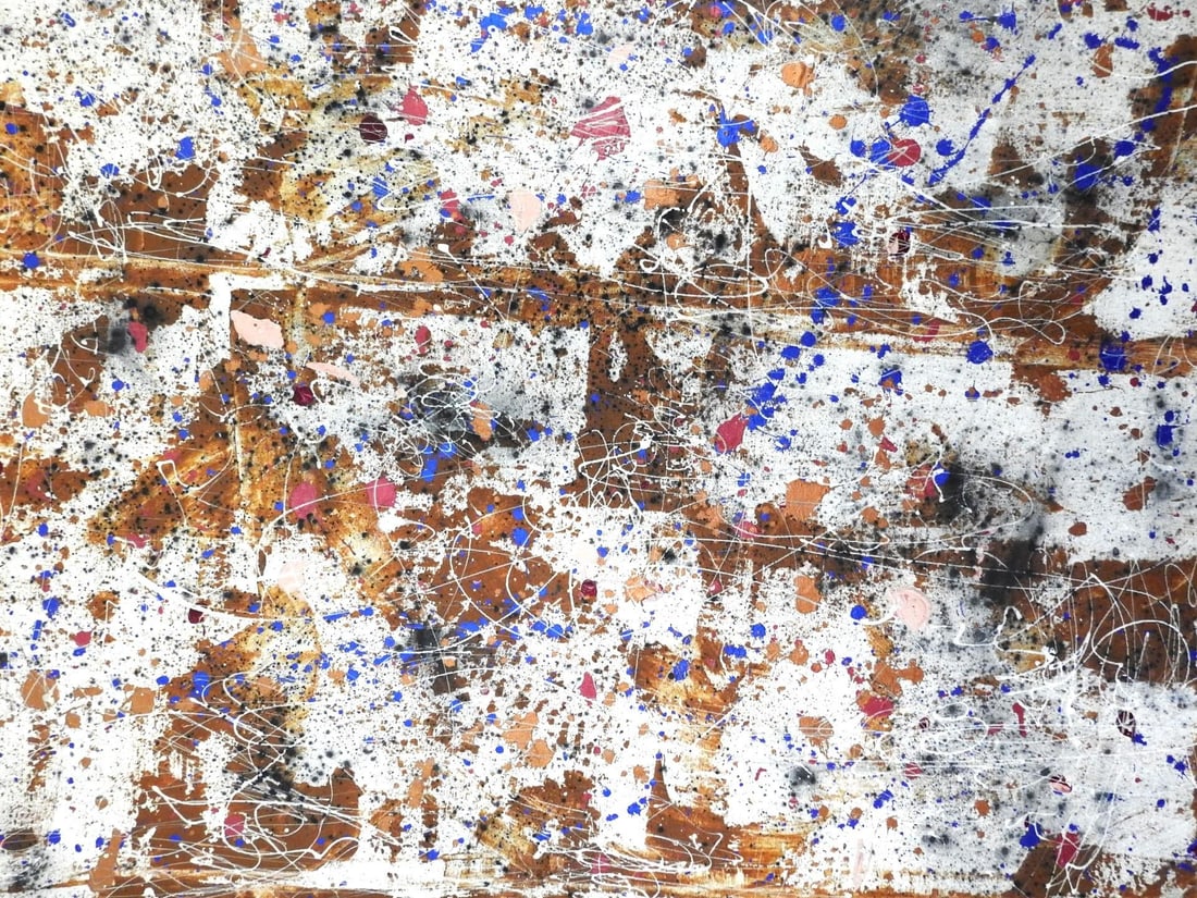 Late 20th Century Abstract Expressionist Drip Acrylic Painting by Roz Mund, Framed - 5