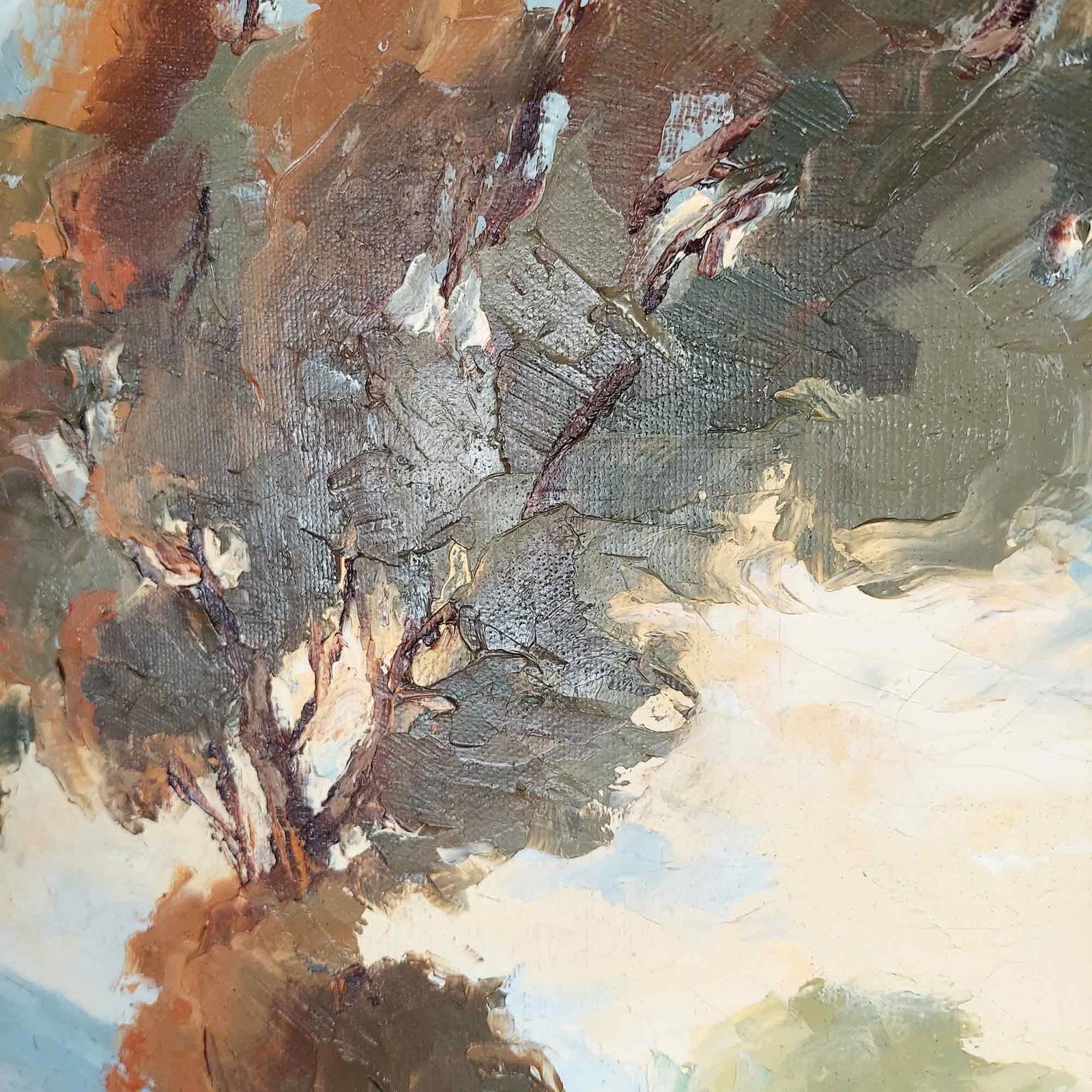 Mid 20th Century Vintage Painting Countryside Landscape Farm Barn Large Signed - 10