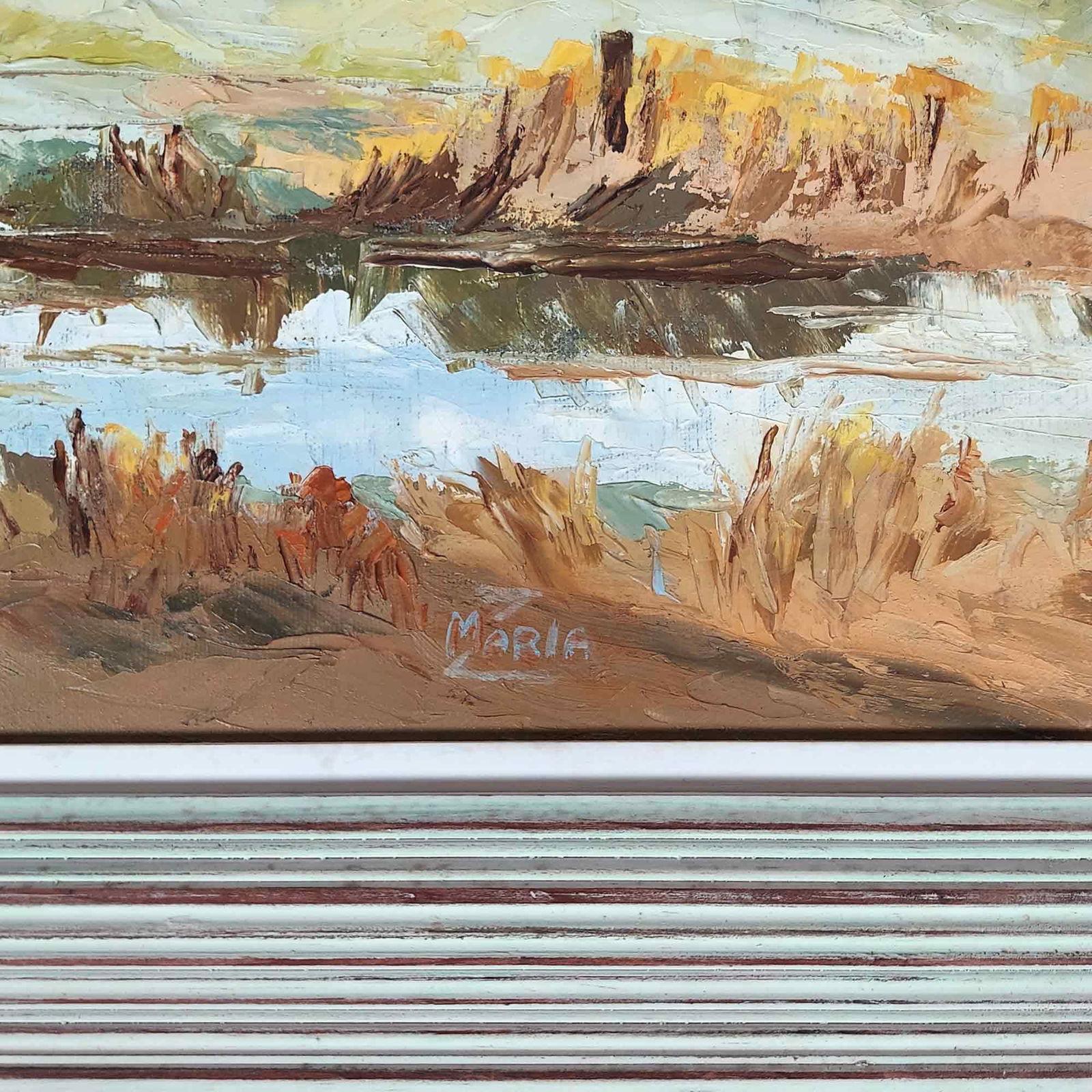 Mid 20th Century Vintage Painting Countryside Landscape Farm Barn Large Signed - 7