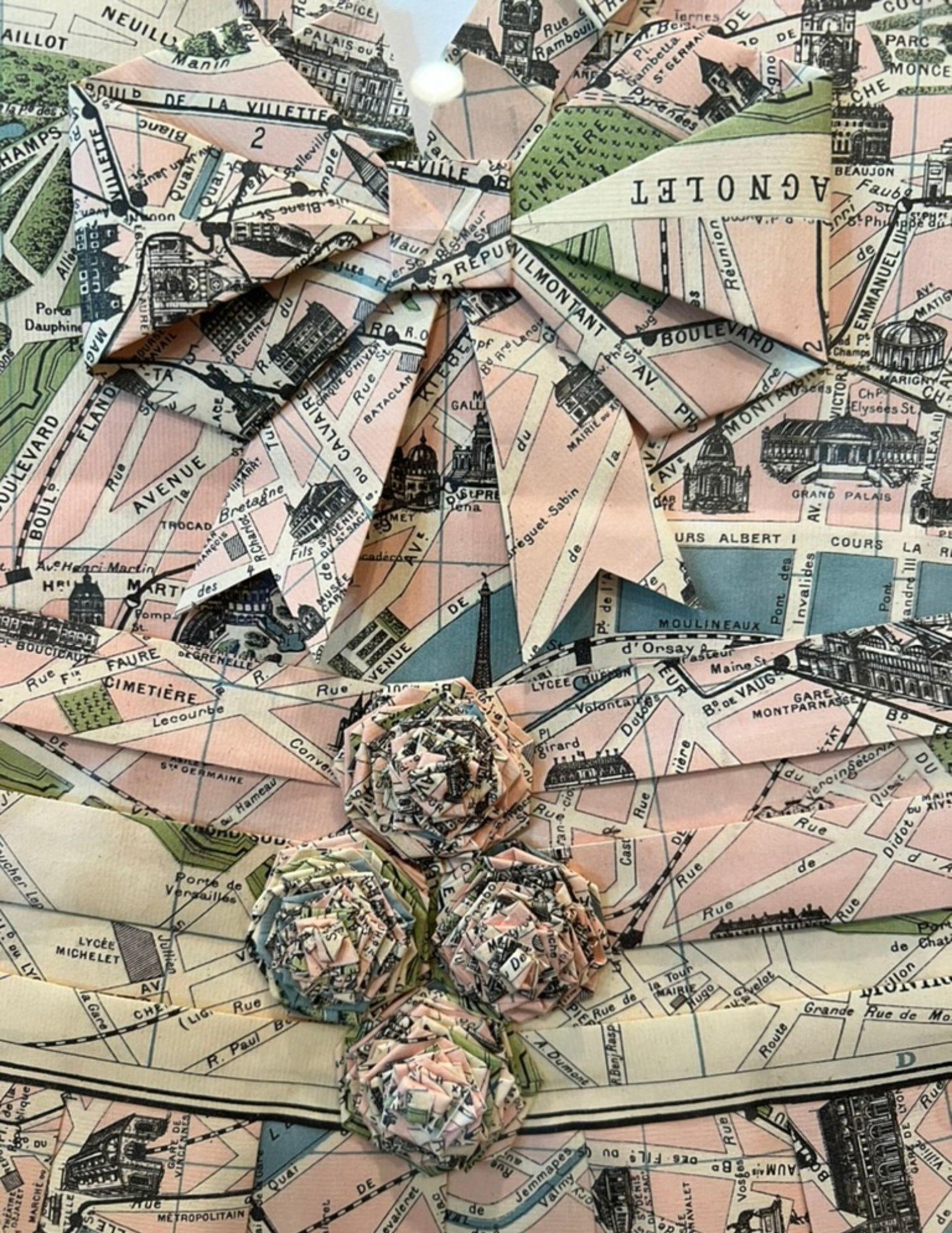 Framed Dress Handmade From a Vintage Map of Paris - 2