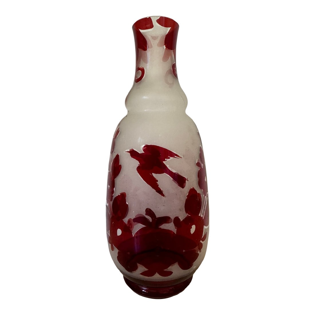 Mid 20th Century Cranberry Red Hand Blown Glass Vase (1 of 7)