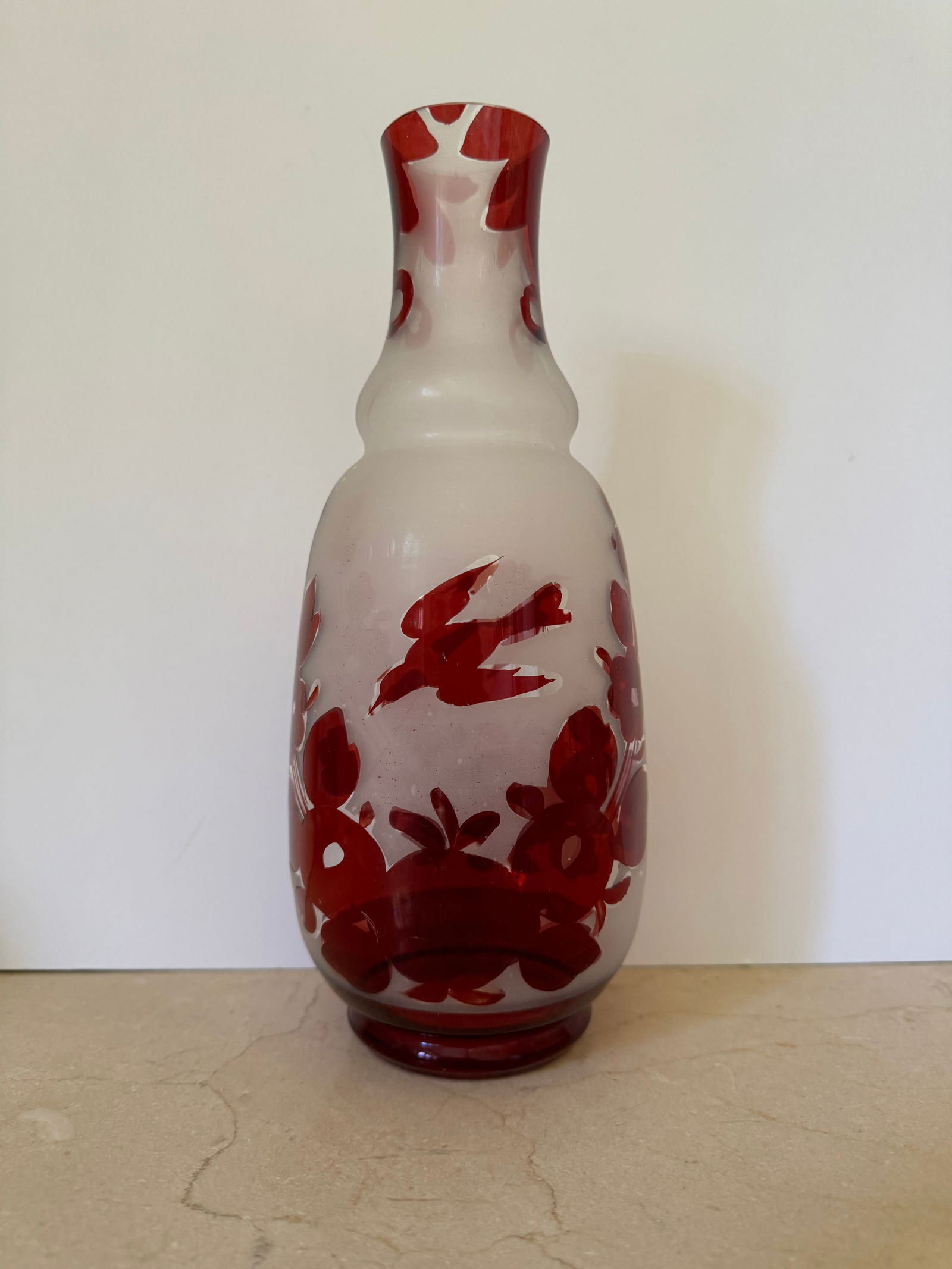 Mid 20th Century Cranberry Red Hand Blown Glass Vase - 3