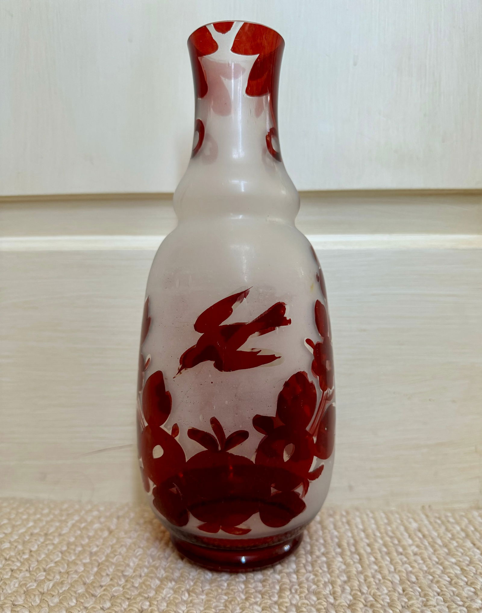 Mid 20th Century Cranberry Red Hand Blown Glass Vase - 4