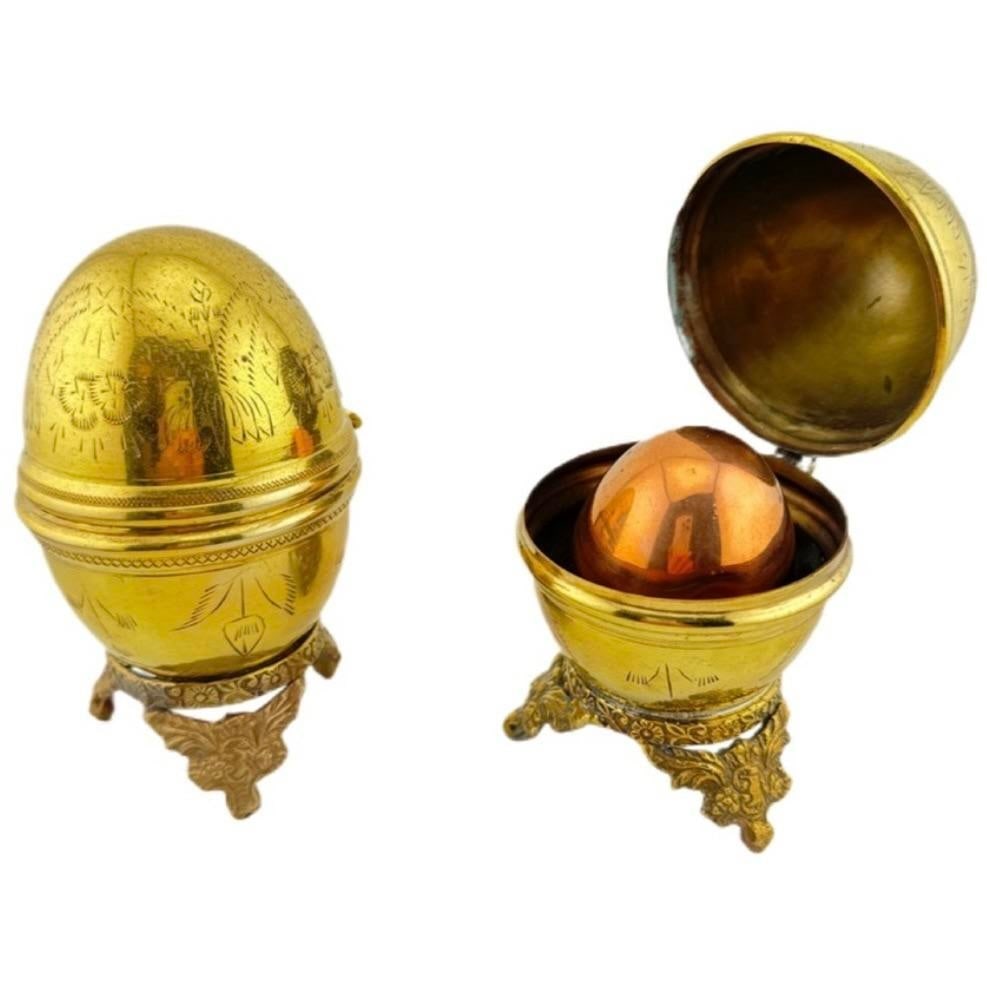 Vintage Brass Egg Boxes - Set of 3 - 10