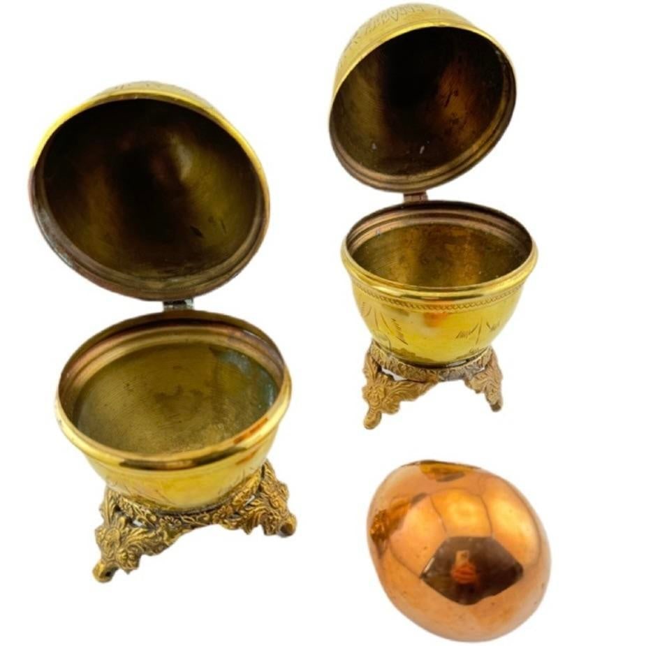 Vintage Brass Egg Boxes - Set of 3 - 3